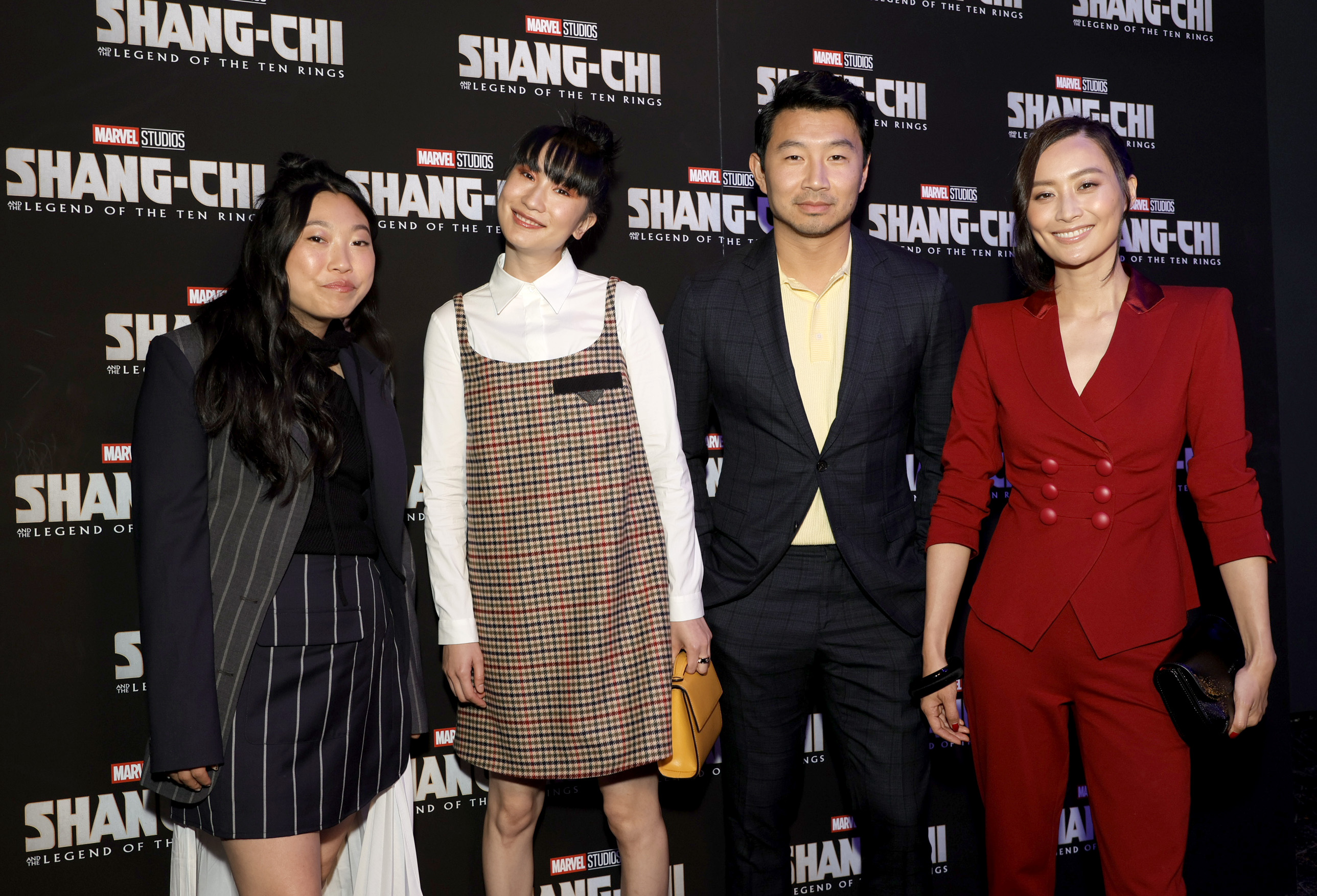 Simu Liu, Awkwafina, Fala Chen at Shang-Chi premiere event HD Wallpaper