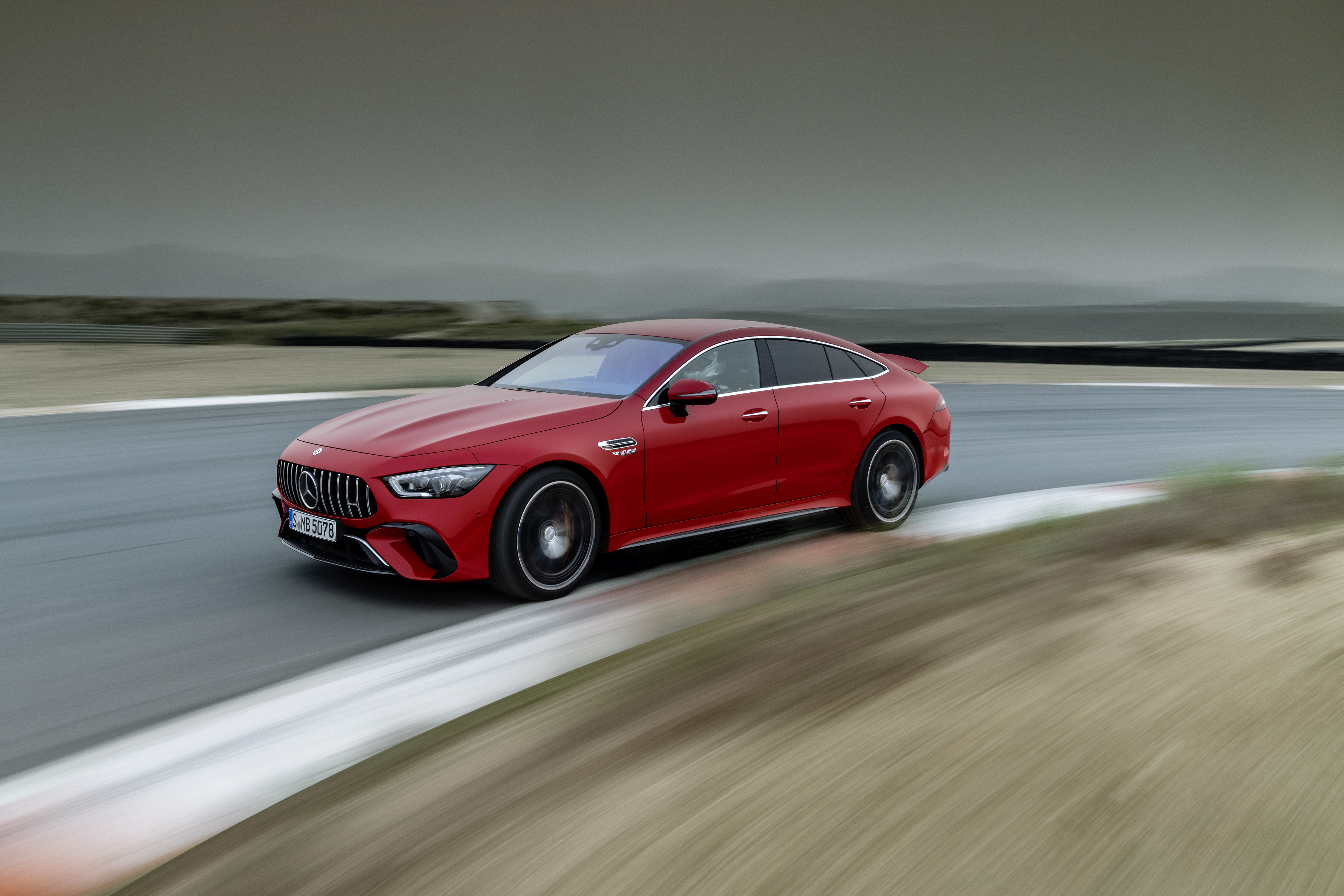 Red Mercedes-AMG GT 63 S E Performance on track HD Wallpaper