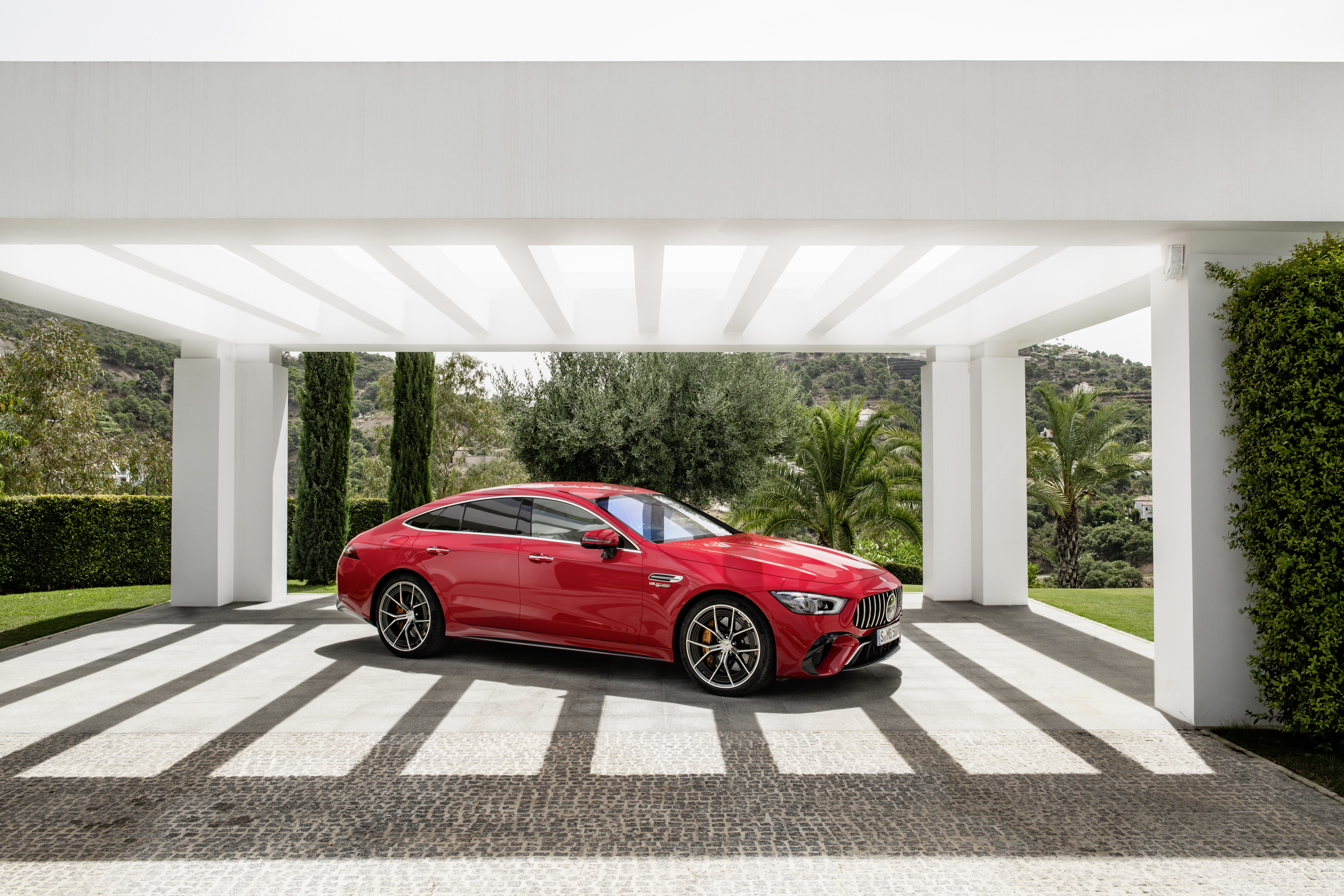 Red Mercedes-AMG GT 63 S E Performance 4-Door Coupé HD Wallpaper