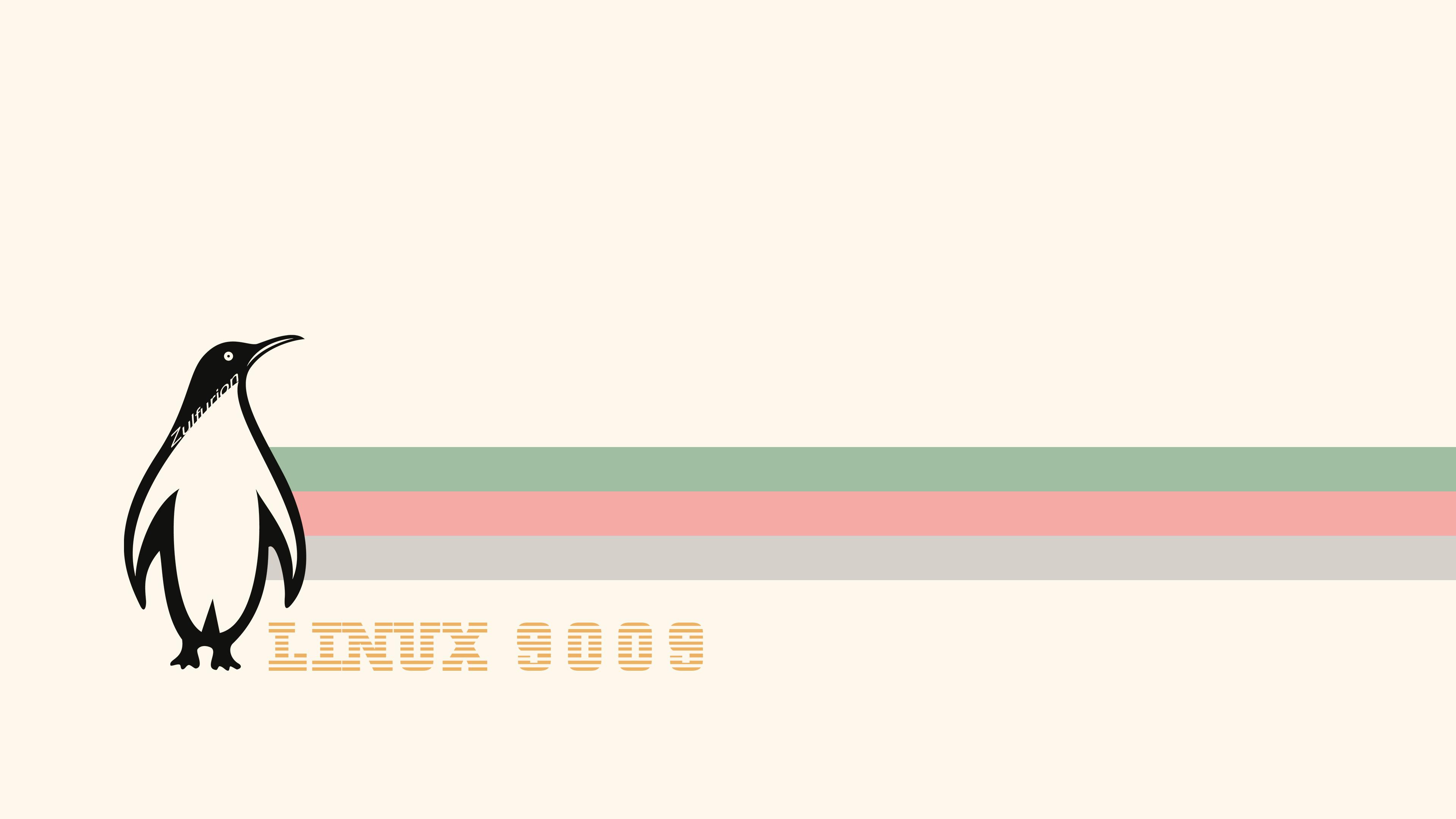 Linux 9009 Tux penguin with retro stripes HD Wallpaper