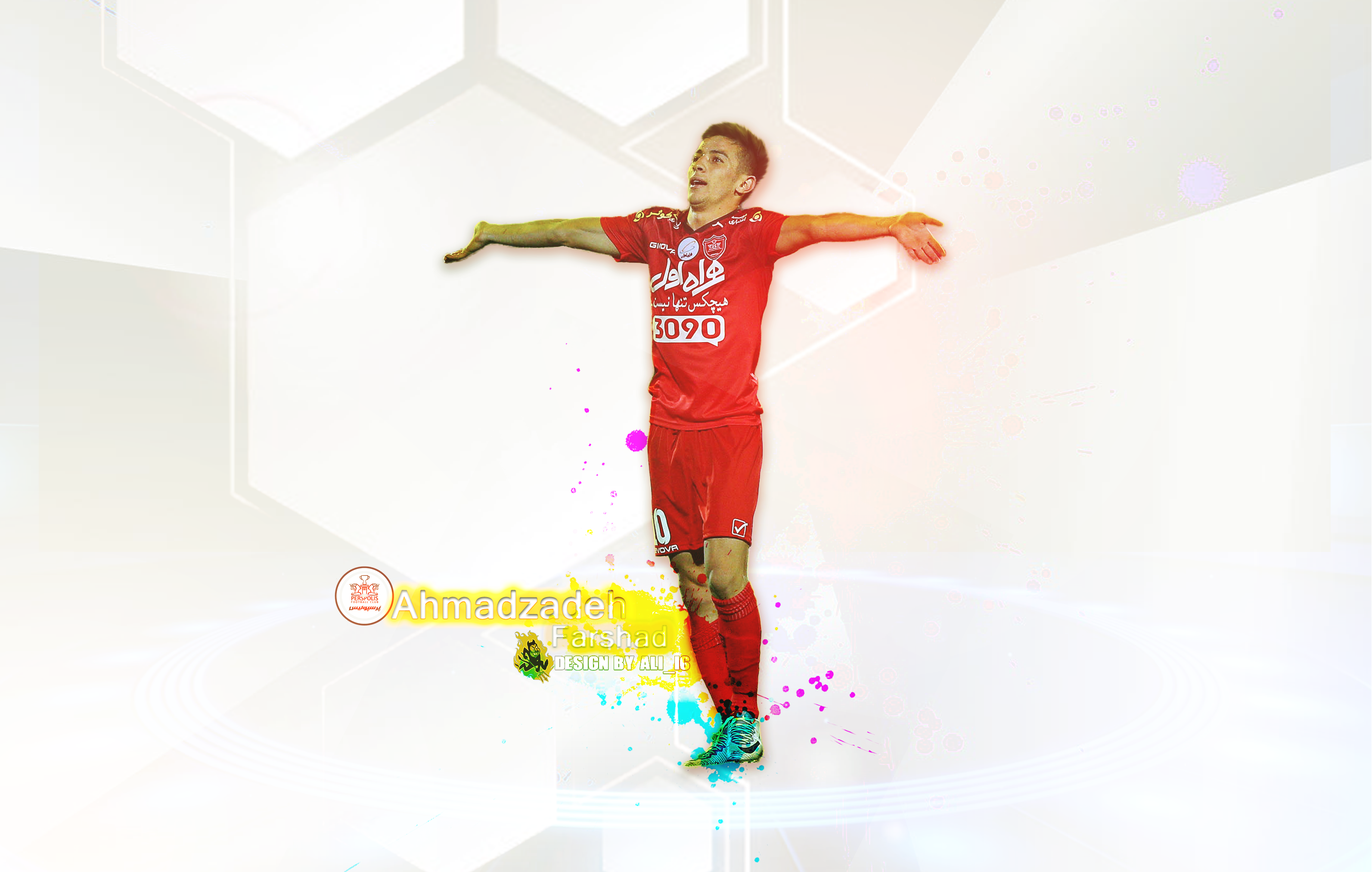 Farshad Ahmadzadeh celebrating in Persepolis F.C. jersey HD Wallpaper