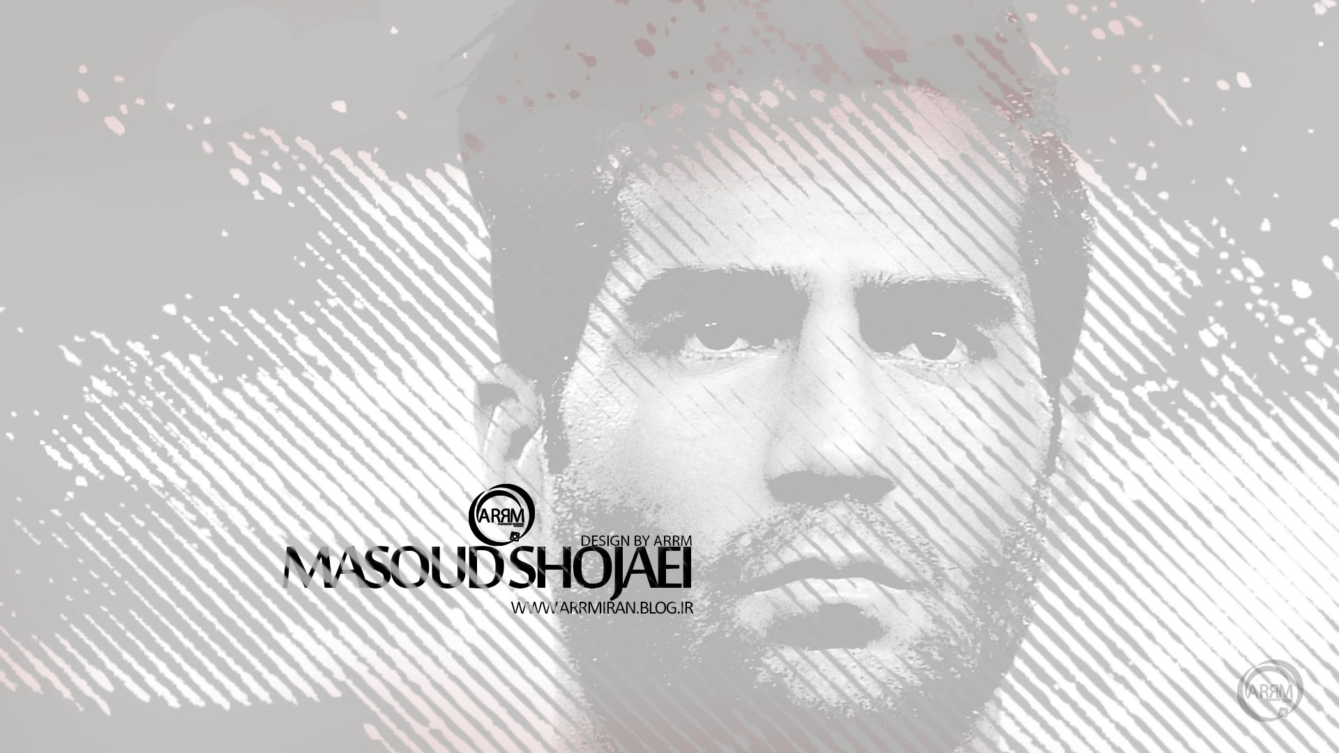 Masoud Shojaei Iranian Soccer Player Grayscale Portrait HD Wallpaper