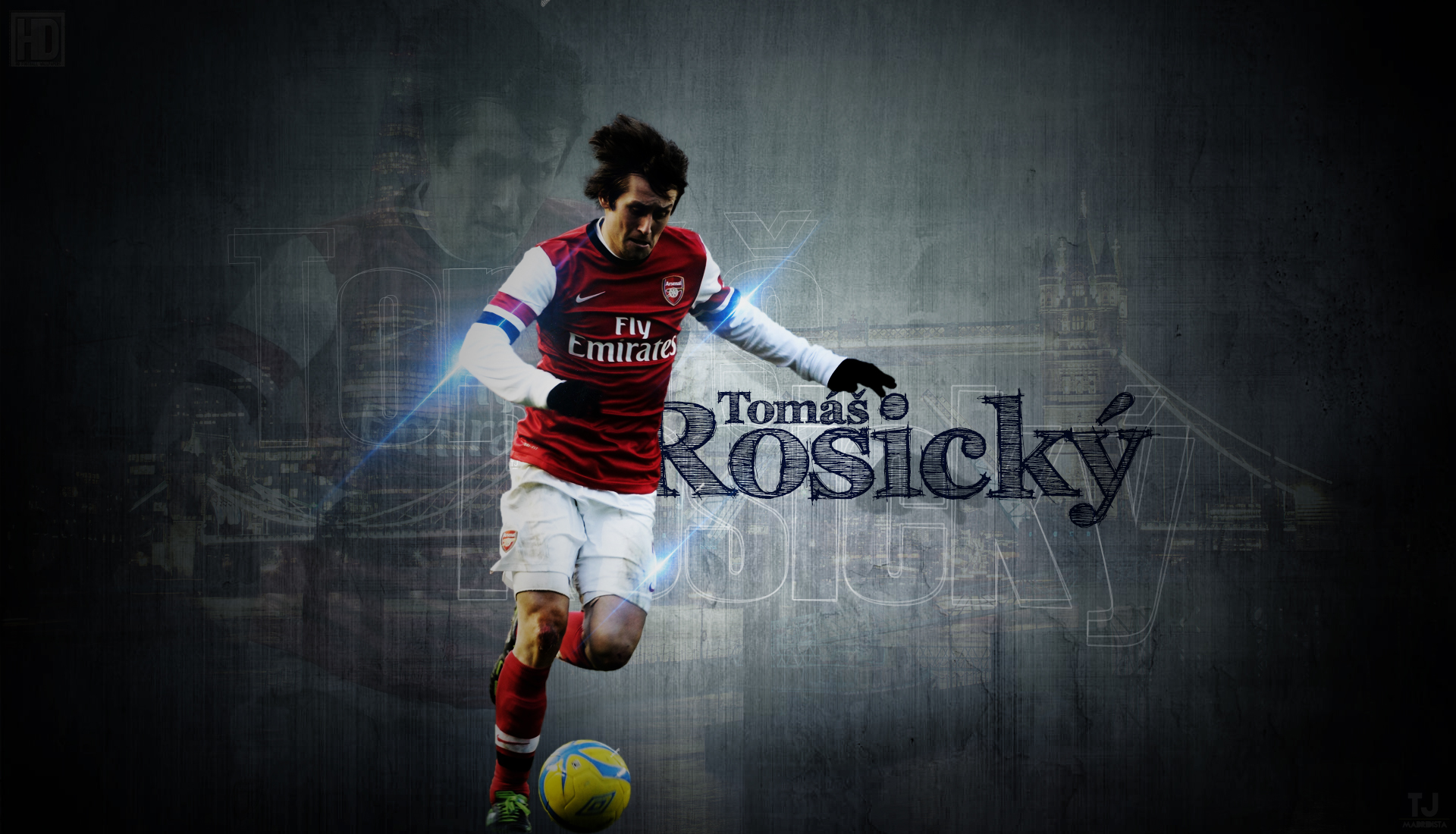 Tomáš Rosický Arsenal F.C. Dynamic Football Art HD Wallpaper