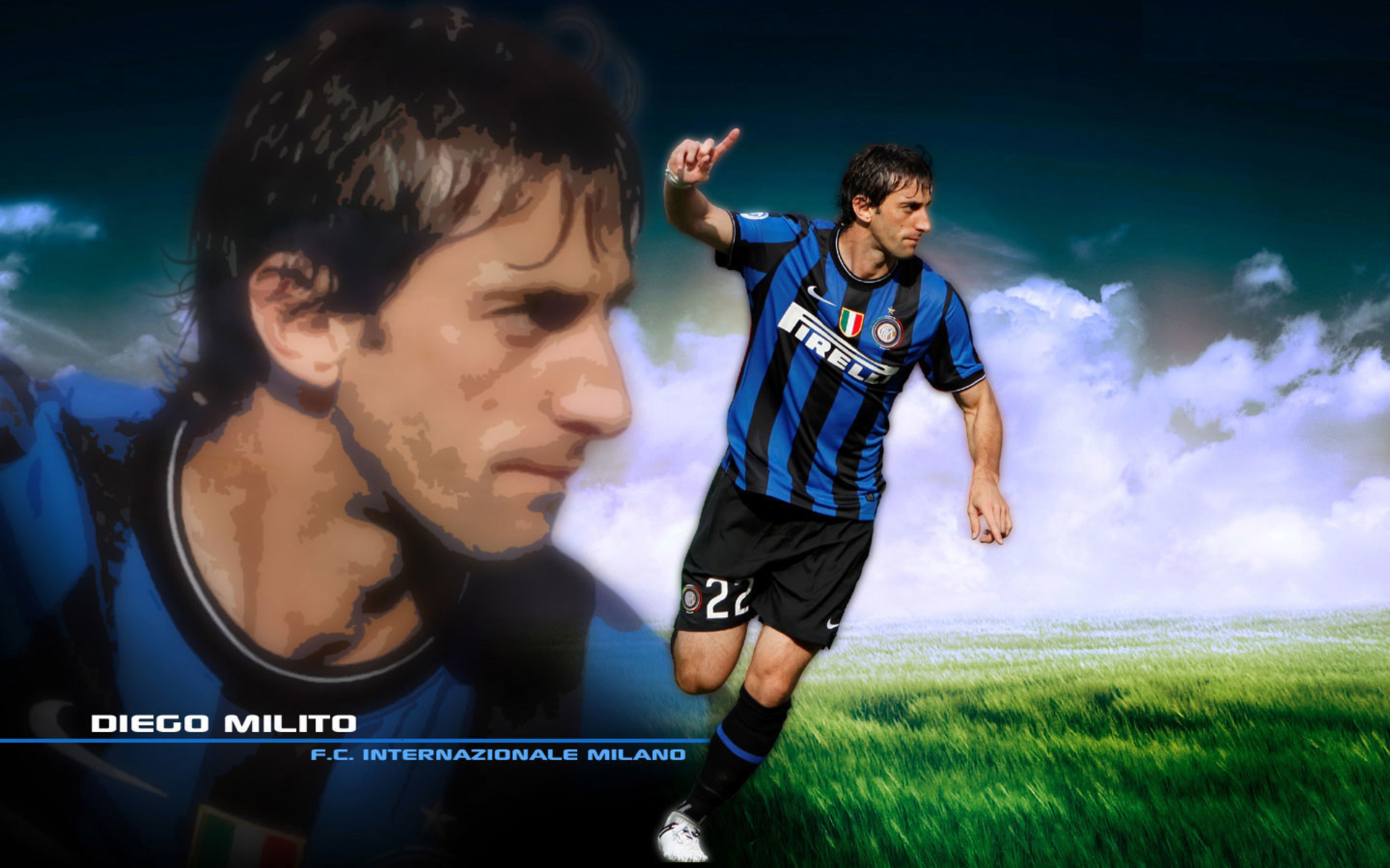 Diego Milito Inter Milan football player on field HD Wallpaper