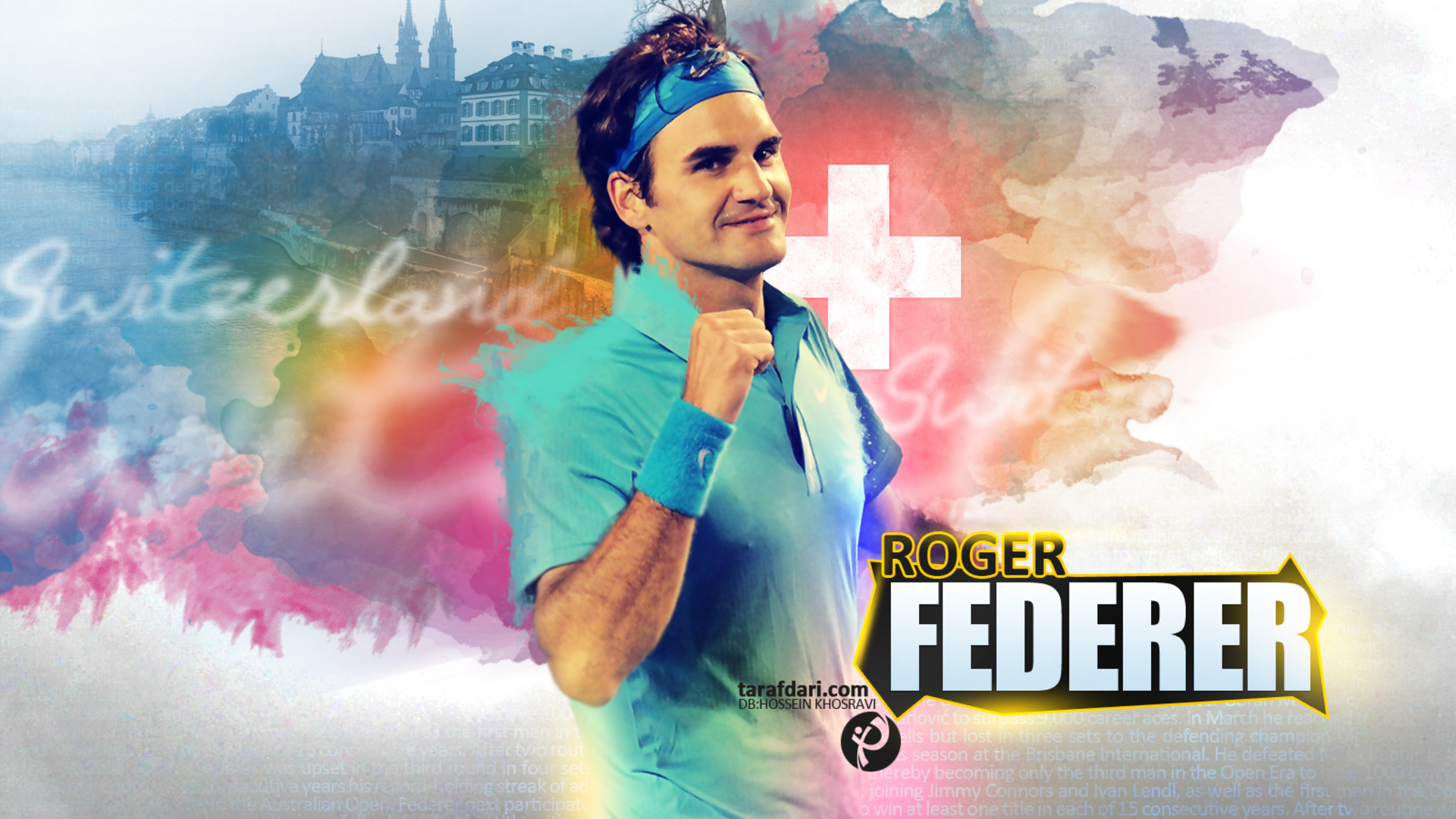 Roger Federer Swiss Tennis Star Art HD Wallpaper