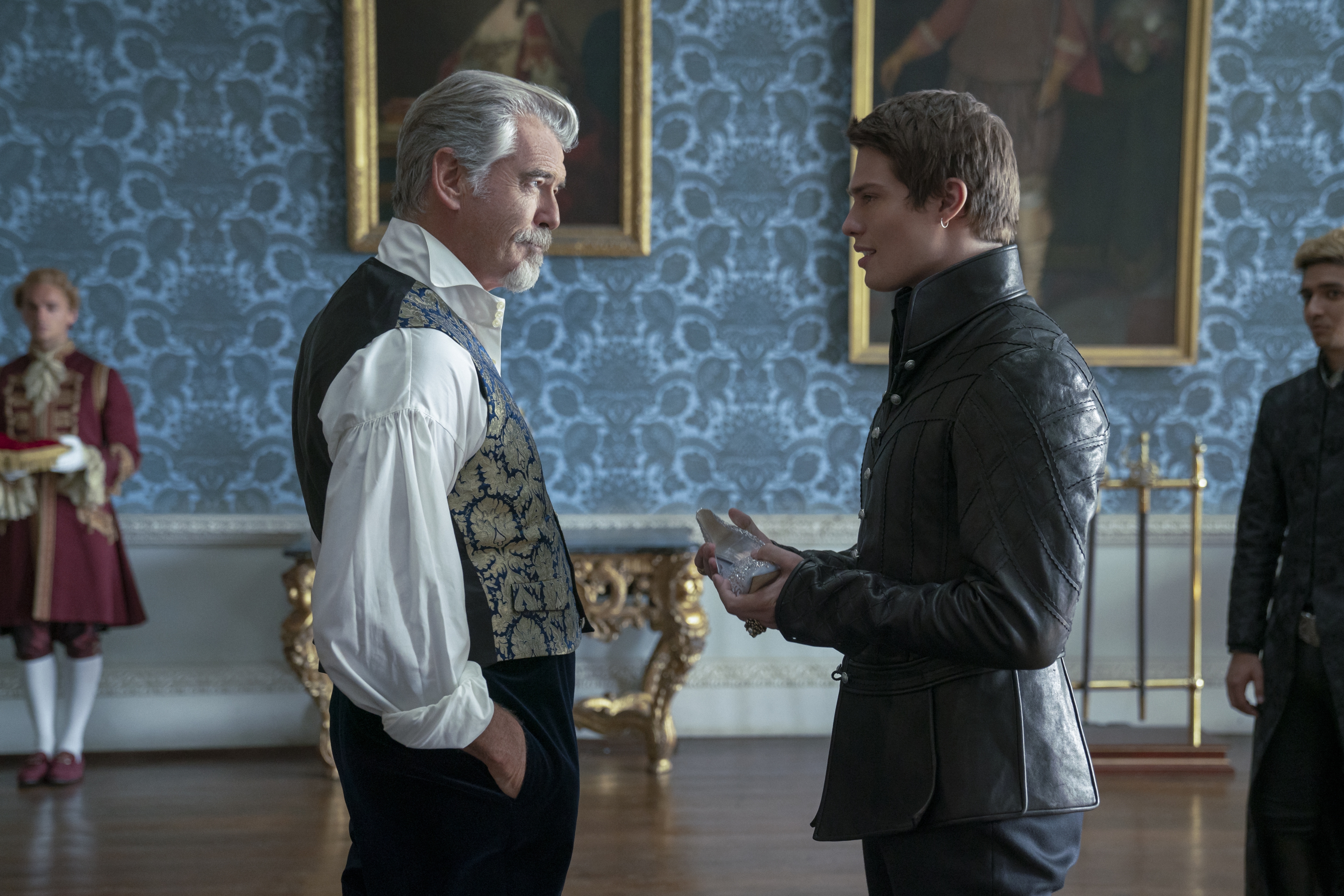 Pierce Brosnan and Nicholas Galitzine in Cinderella (2021) 4K HD Wallpaper