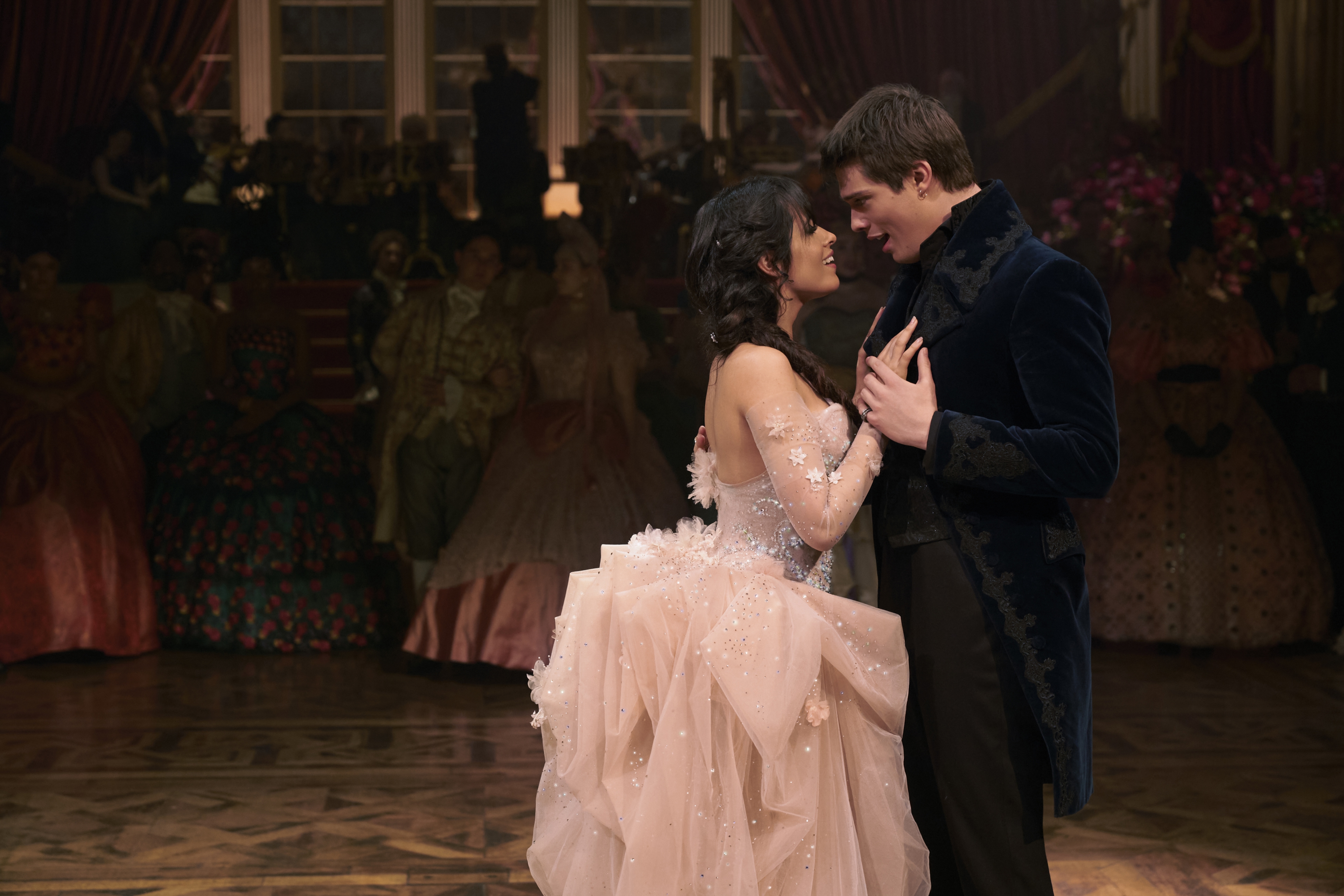 Camila Cabello and Nicholas Galitzine in Cinderella ballroom scene HD Wallpaper