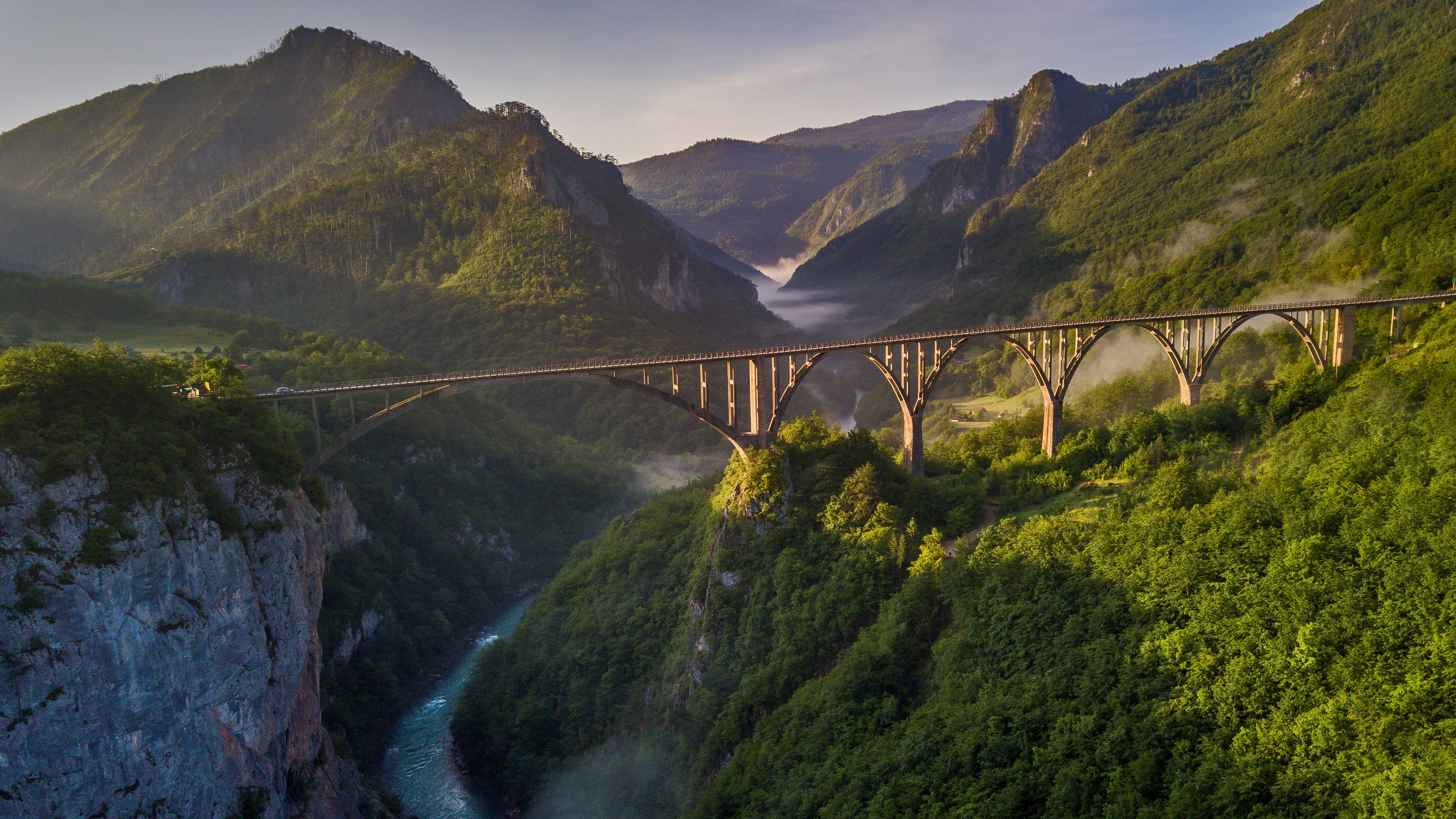 Đurđevića Tara Bridge over Tara River Canyon, Montenegro HD Wallpaper