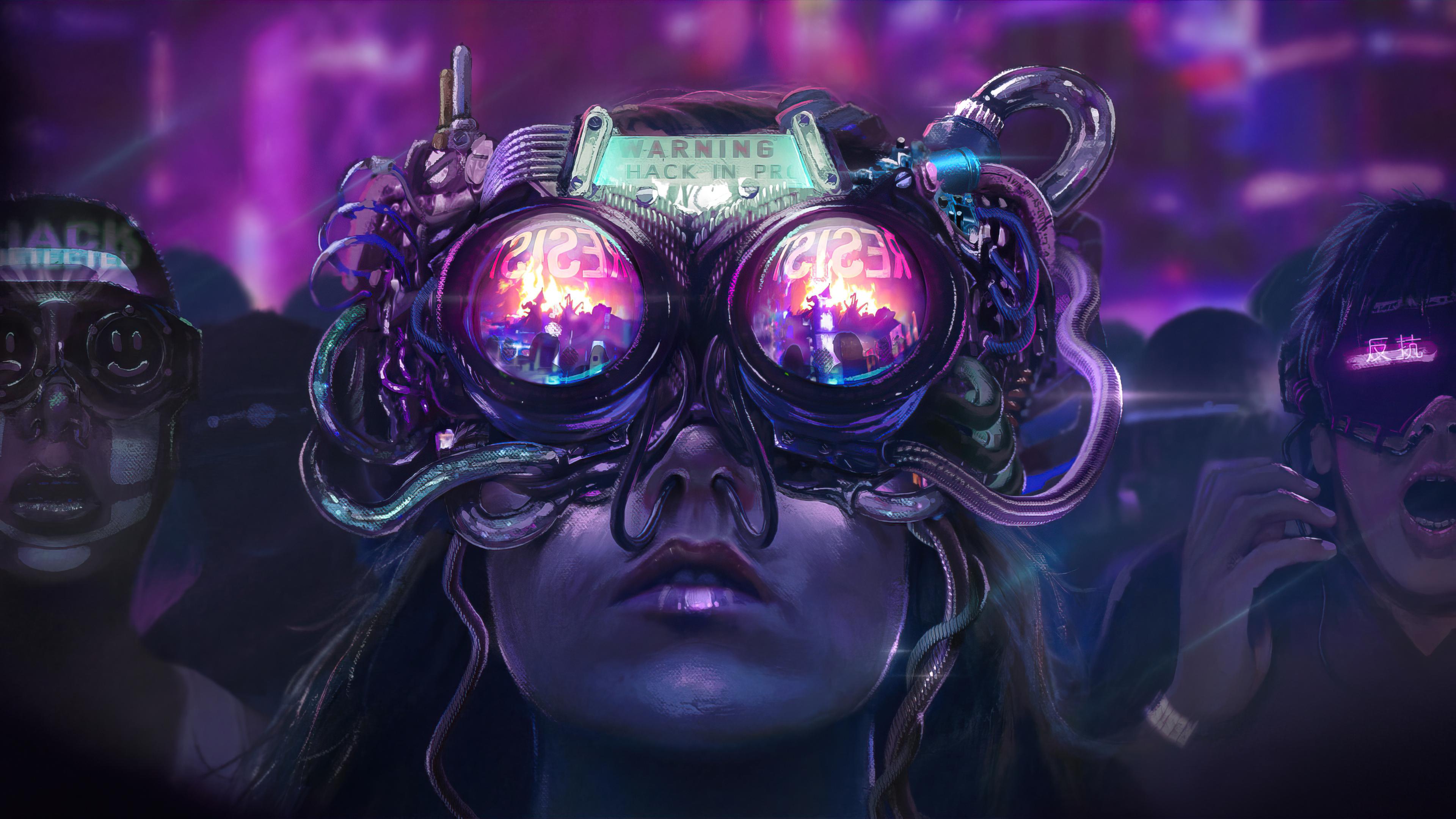 Cyberpunk Resistance: Hacked Reality Rave HD Wallpaper