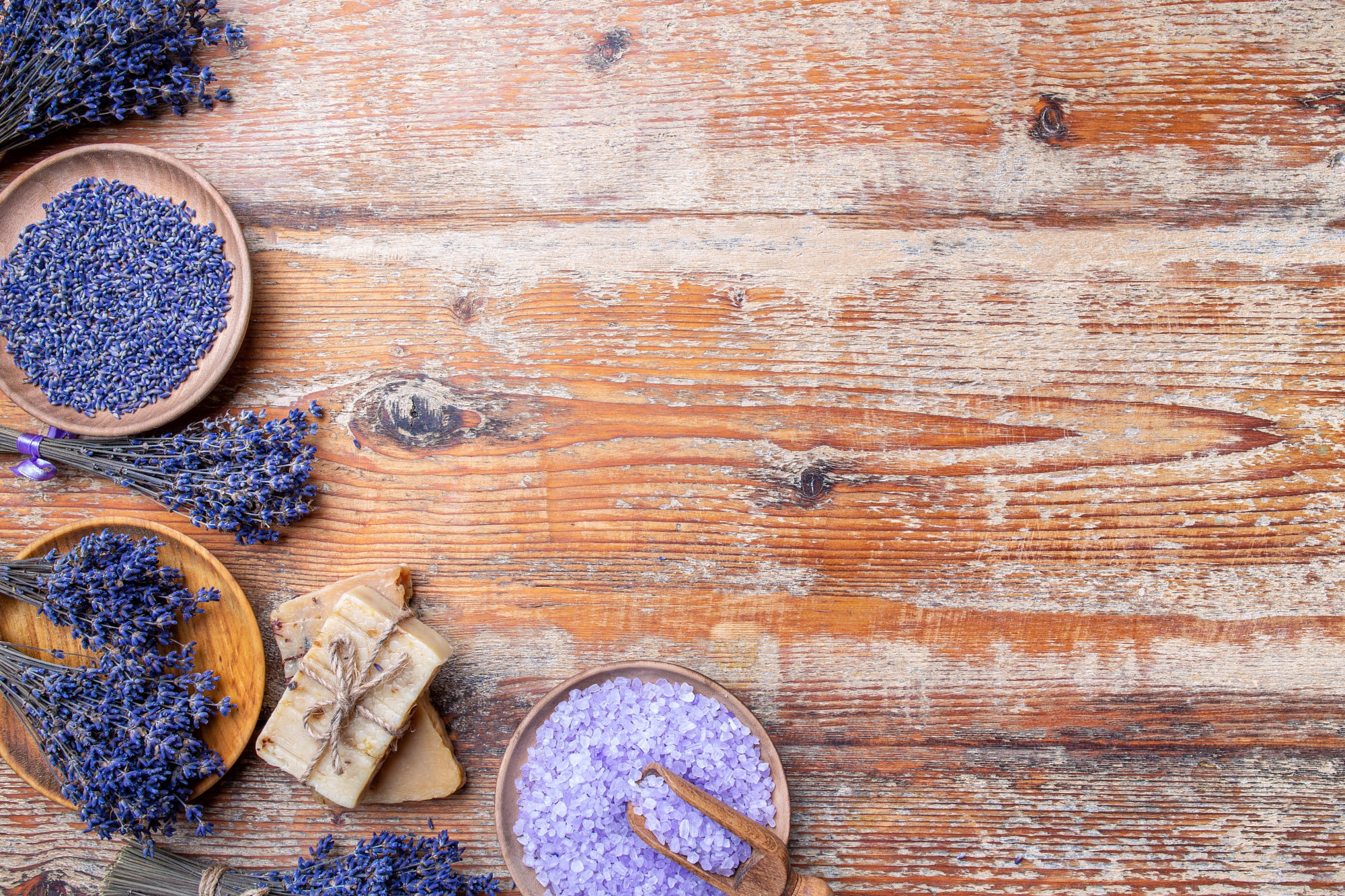 Lavender Spa Still Life with Bath Salt and Soap HD Wallpaper
