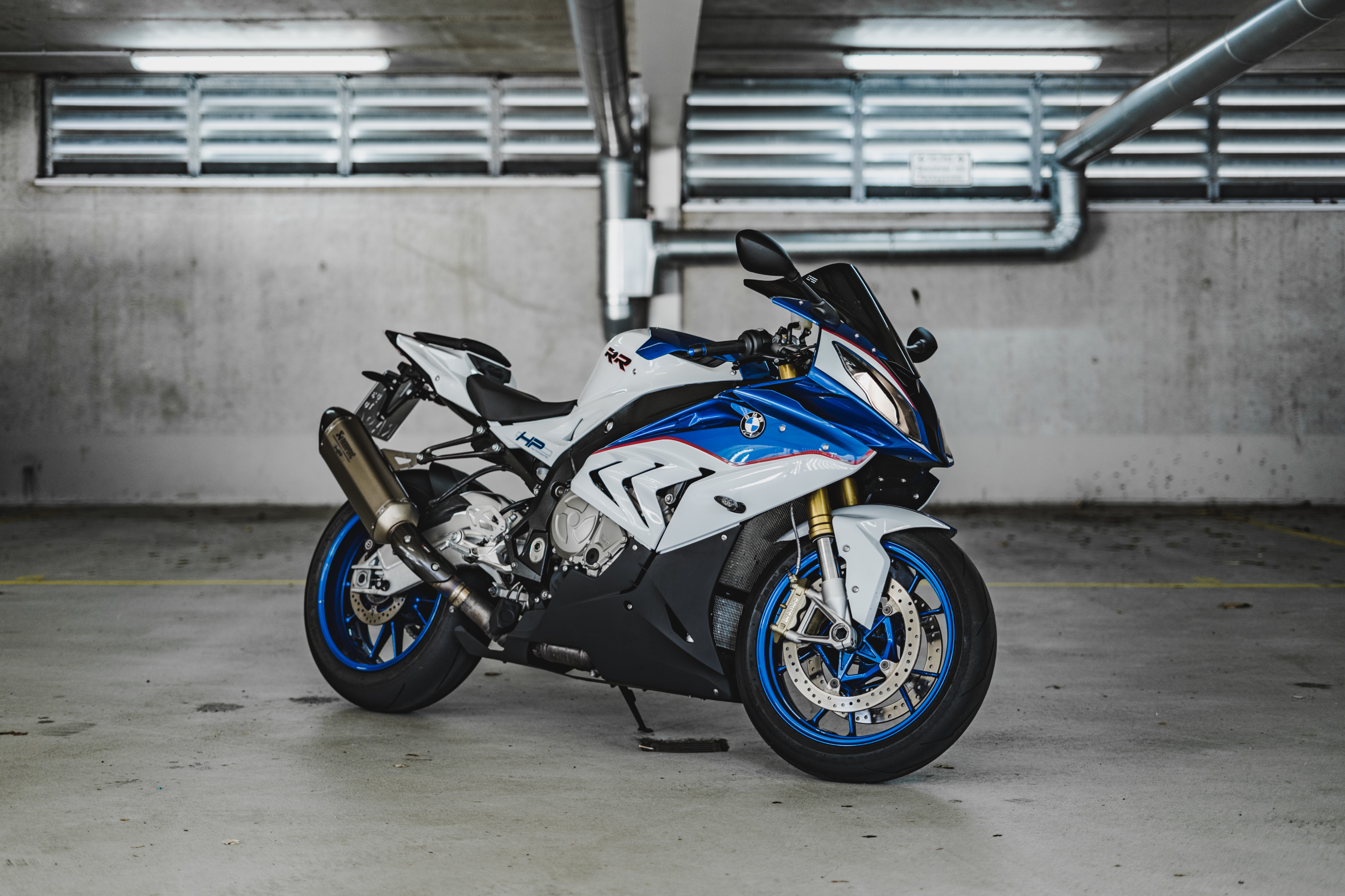 BMW S1000RR Motorcycle in Parking Garage 4K HD Wallpaper