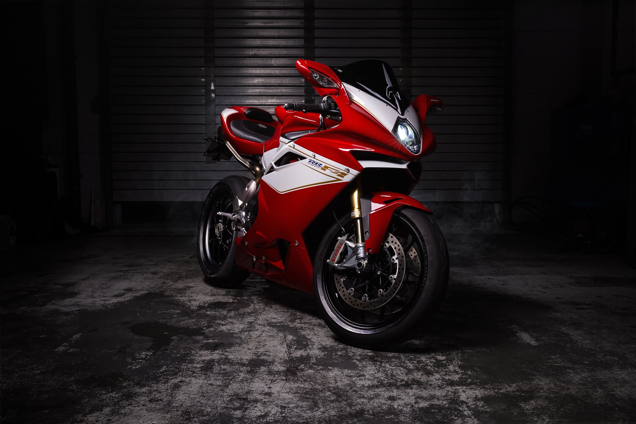 Red and White MV Agusta F4 Motorcycle HD Wallpaper