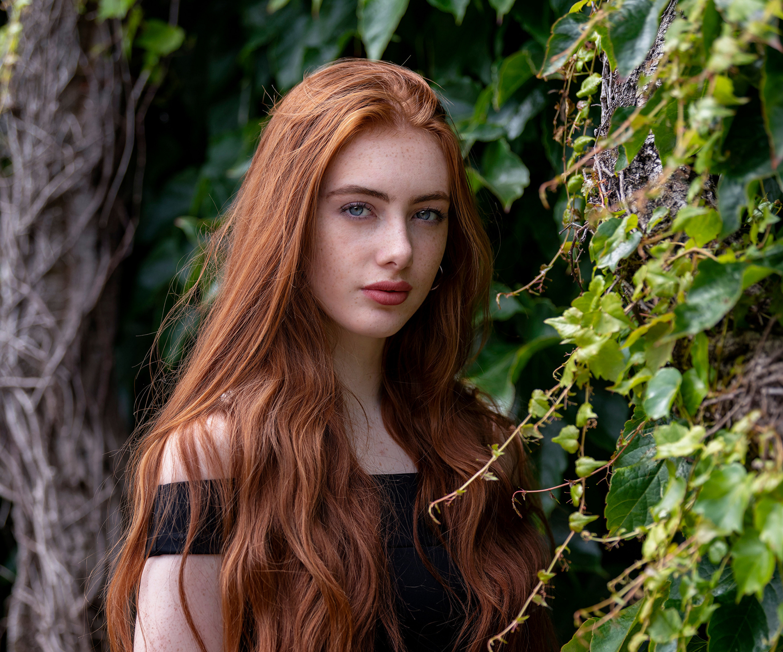 Redhead Model with Long Hair and Blue Eyes HD Wallpaper