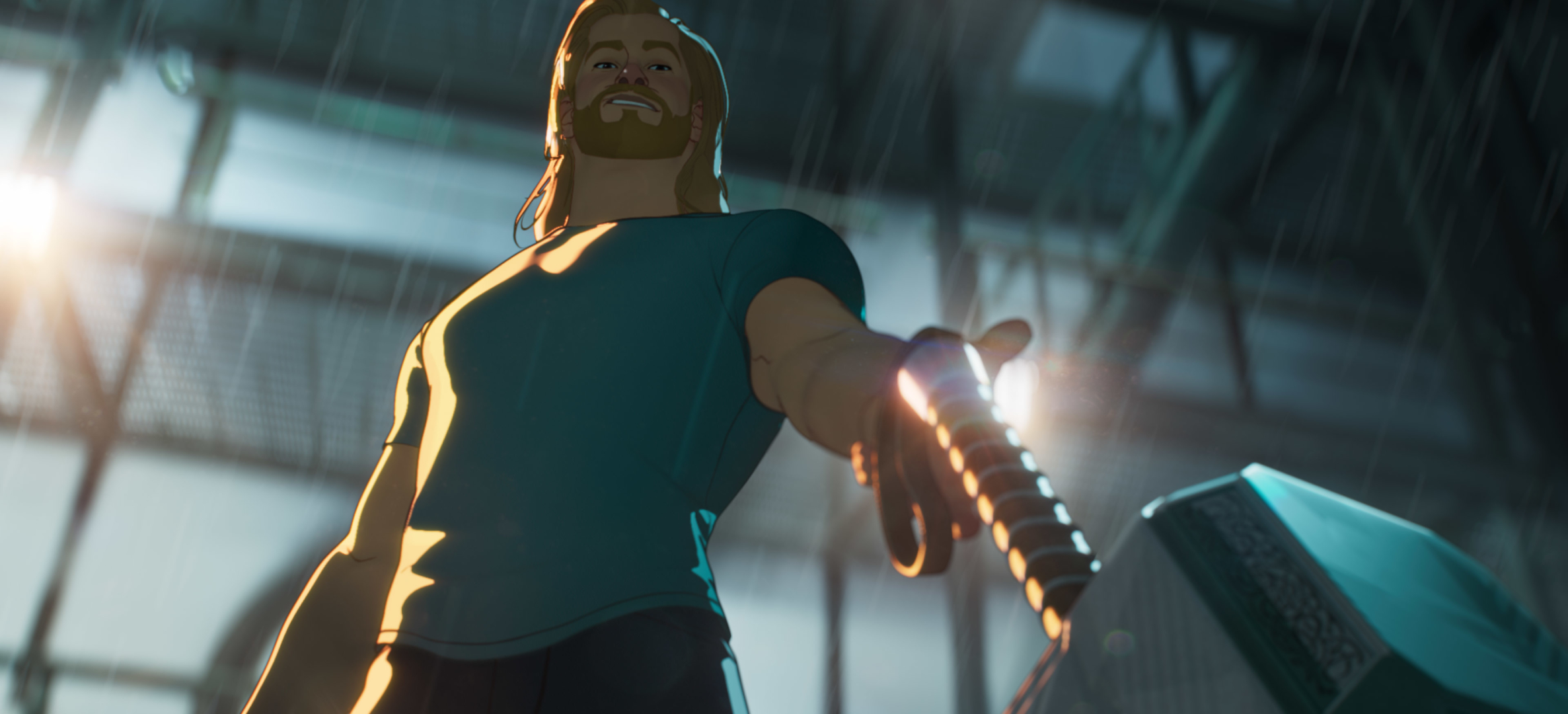 Thor summoning Mjolnir in the rain HD Wallpaper