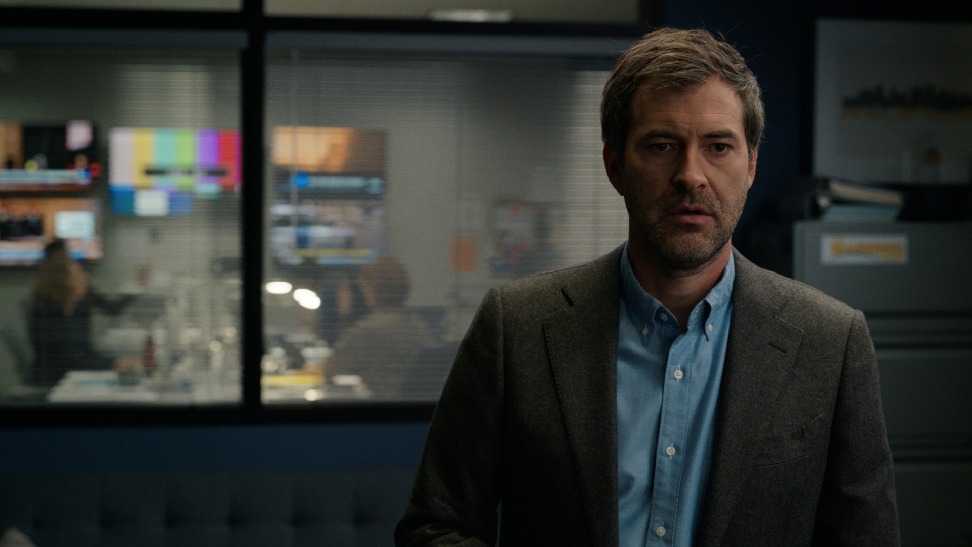 Mark Duplass looking serious in The Morning Show HD Wallpaper