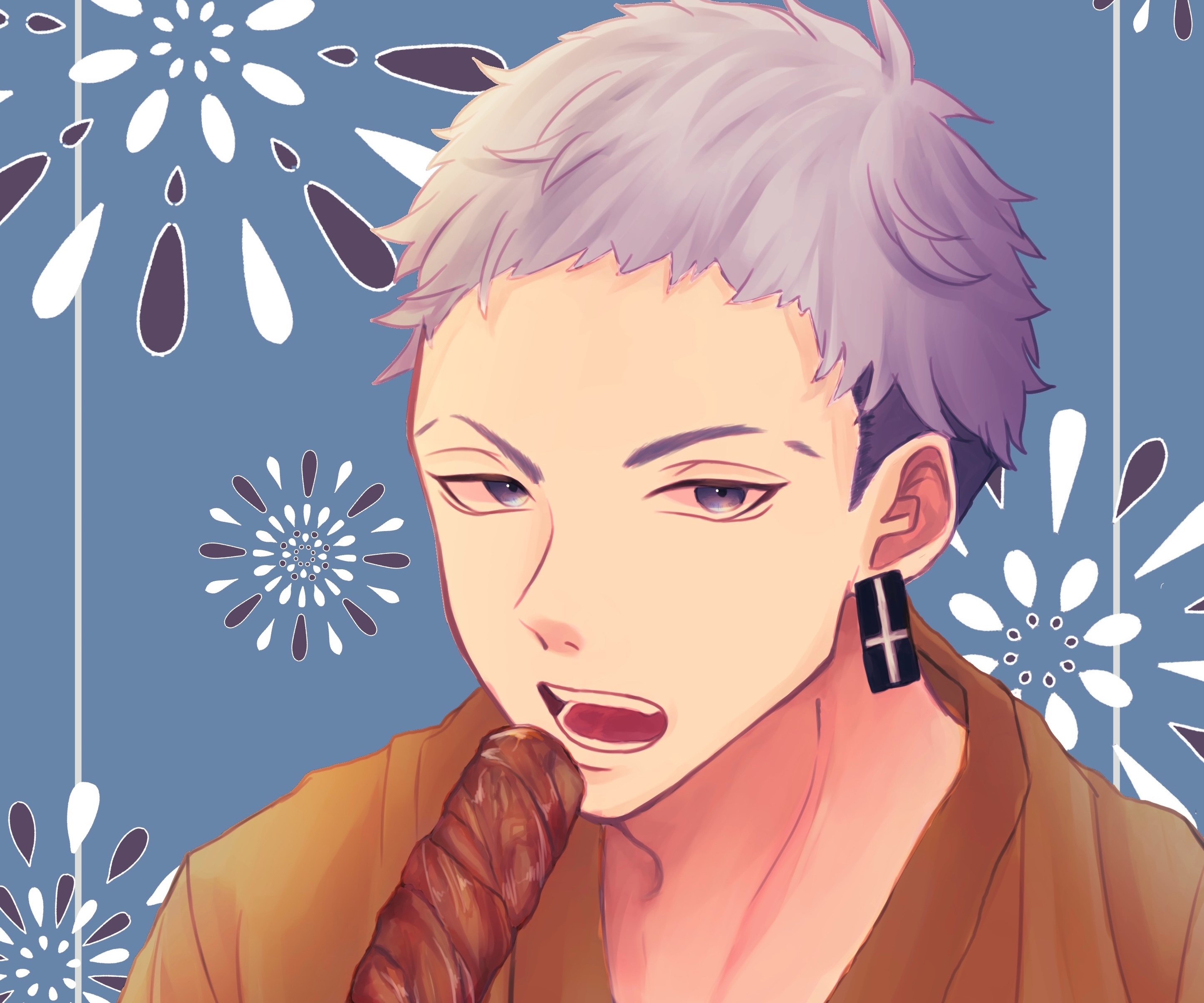 Takashi Mitsuya eating a twisted snack HD Wallpaper