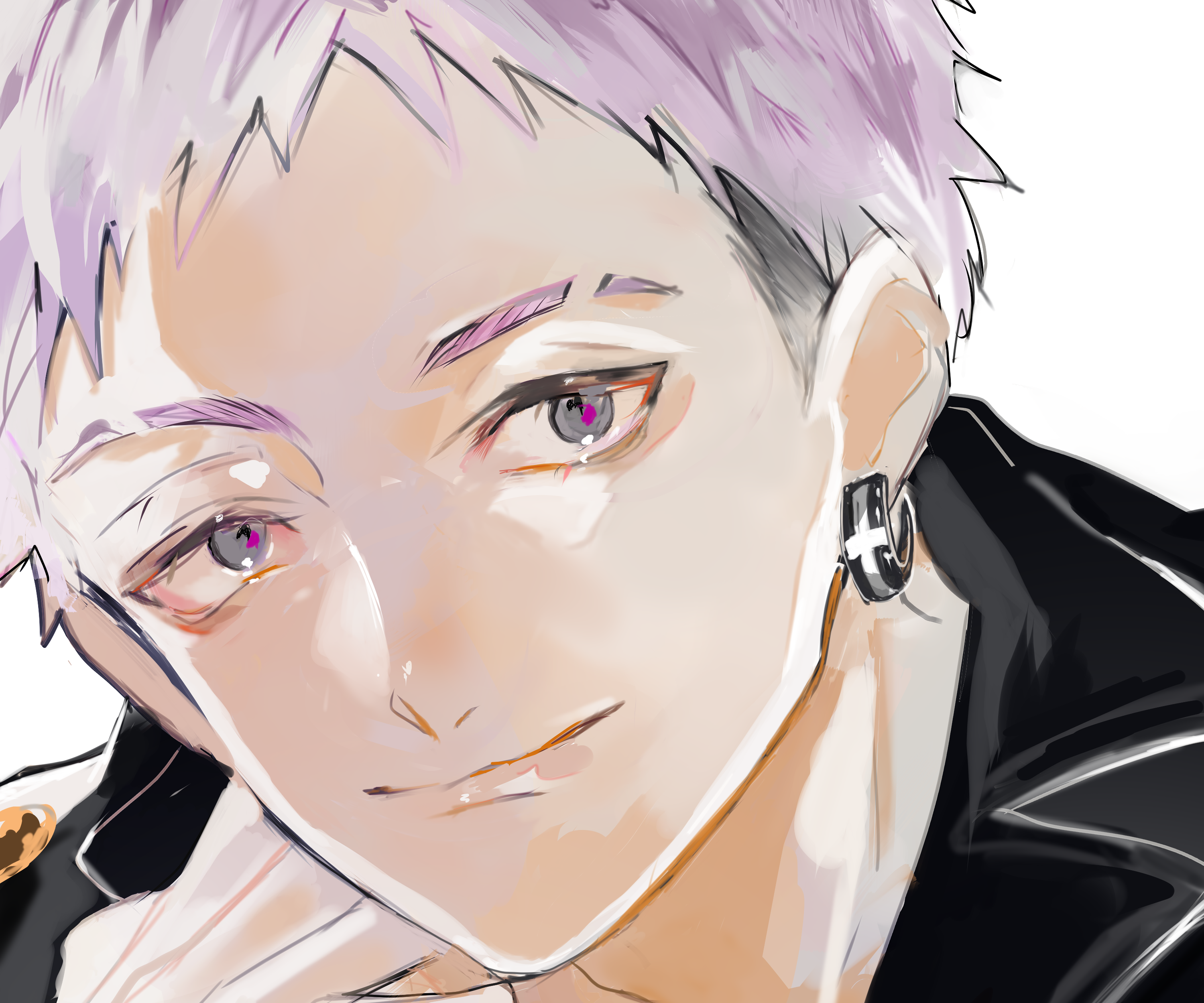 Takashi Mitsuya Purple Hair Close-up Portrait HD Wallpaper