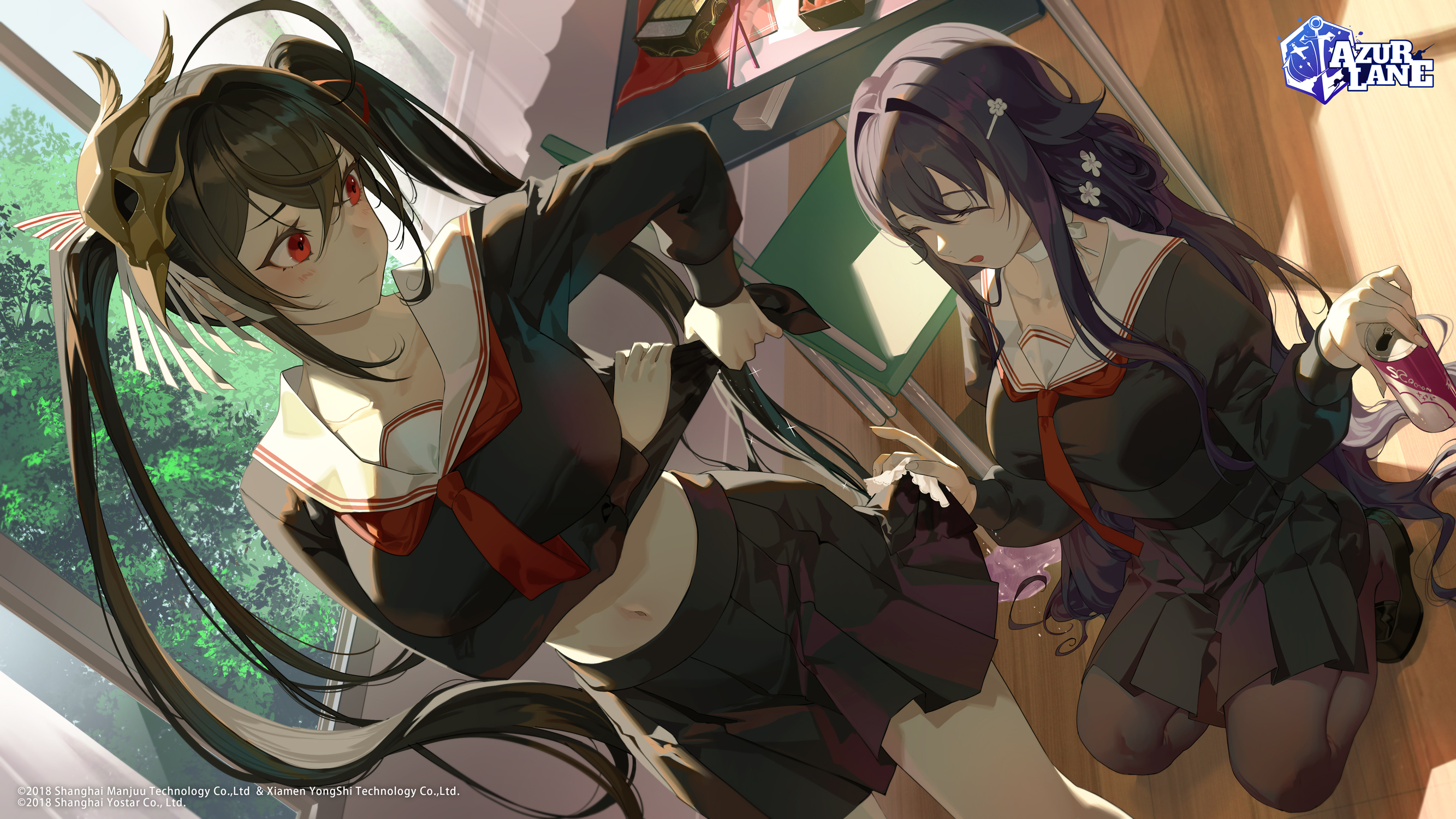 Azur Lane: Taihou and Azuma's School Uniform Tease HD Wallpaper