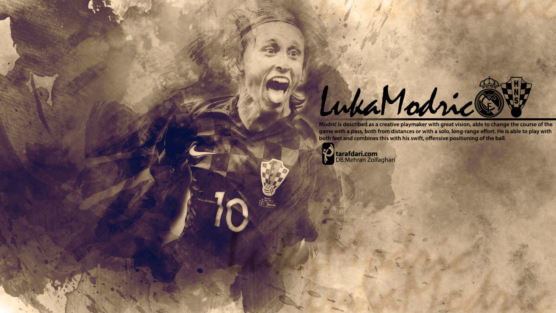 Luka Modrić Croatian Soccer Player Grunge Art HD Wallpaper