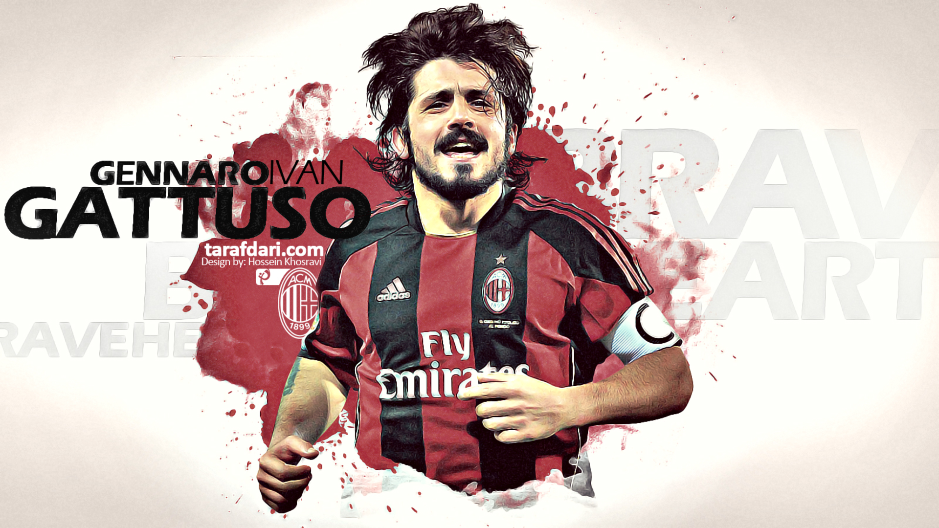 Gennaro Gattuso AC Milan Braveheart fan art HD Wallpaper