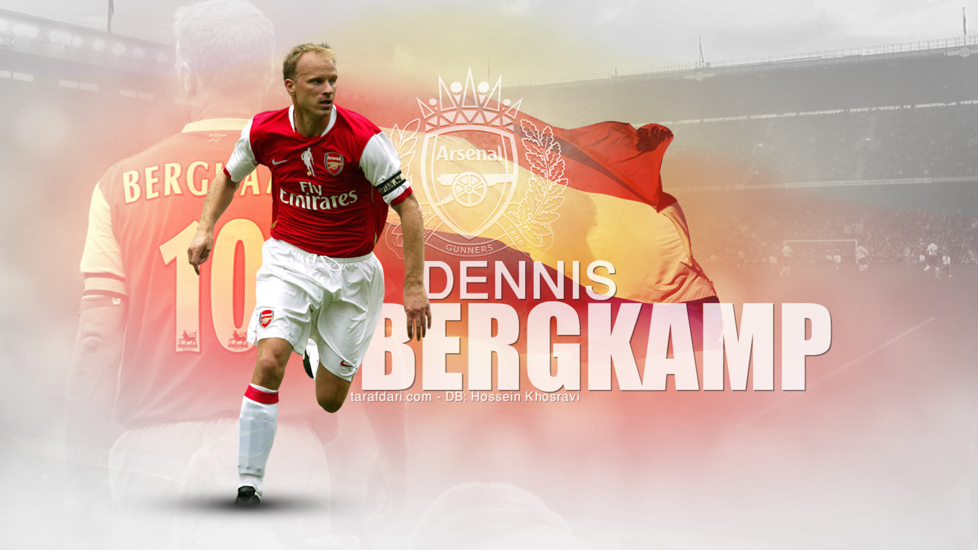 Dennis Bergkamp in Arsenal F.C. kit with crest HD Wallpaper