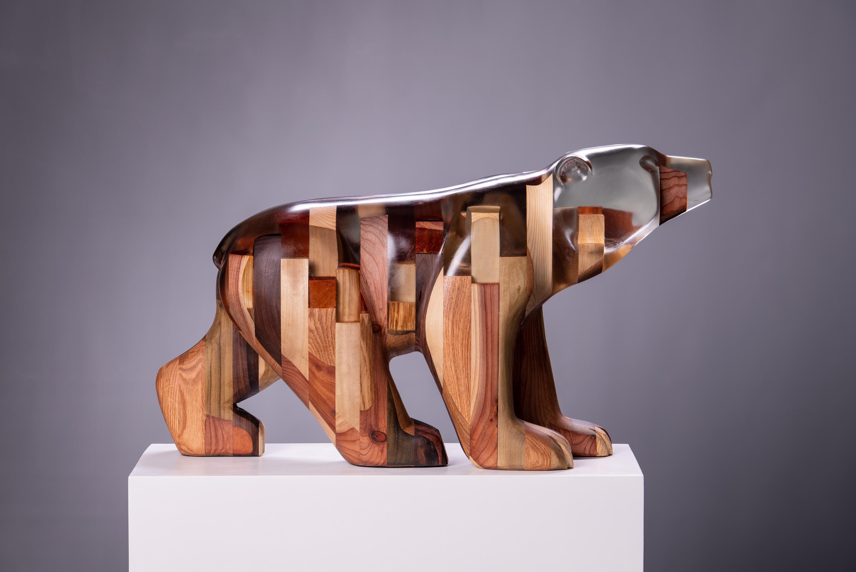 Spirit Bear Resin and Wood Carving Sculpture HD Wallpaper