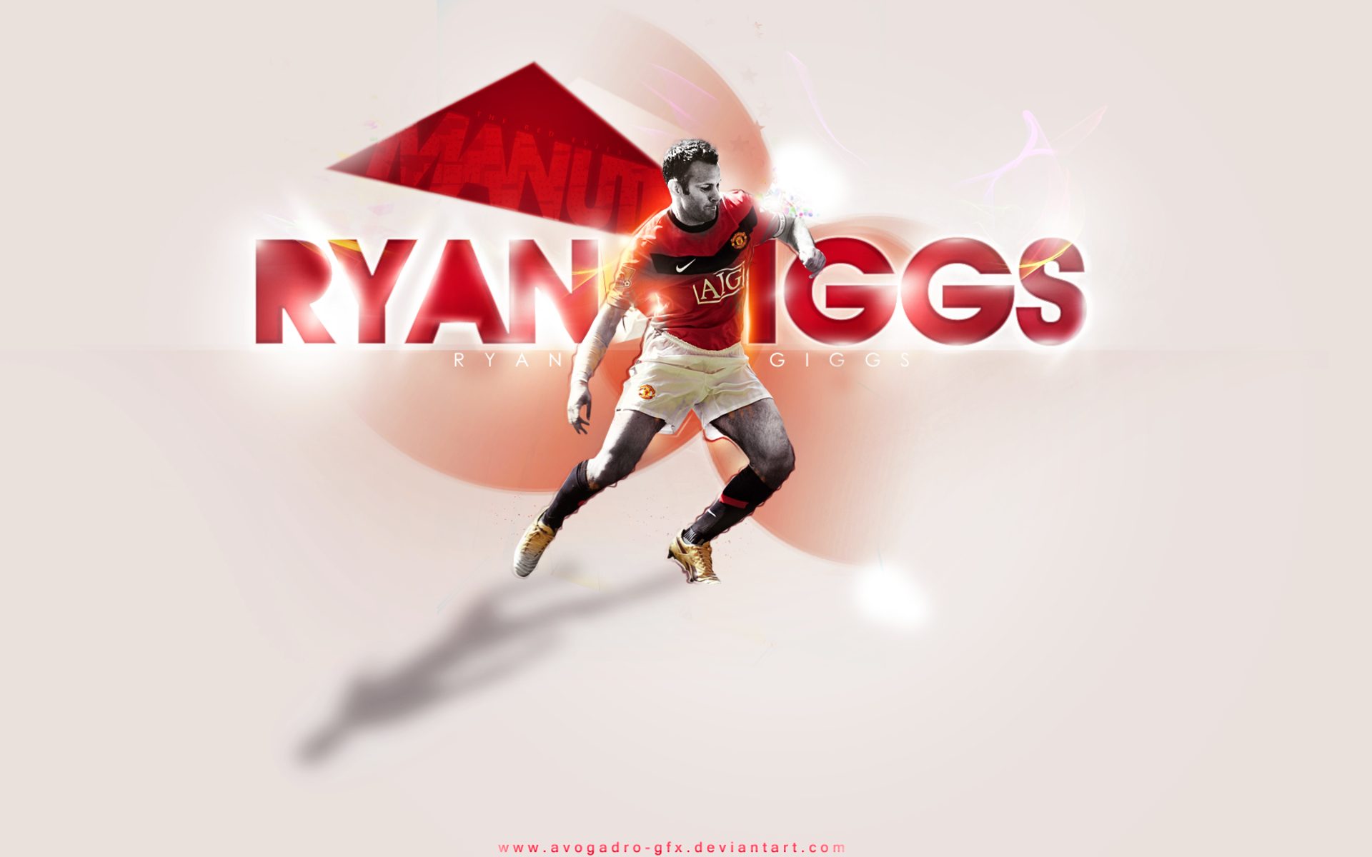 Ryan Giggs Manchester United F.C. Red Glow Art HD Wallpaper