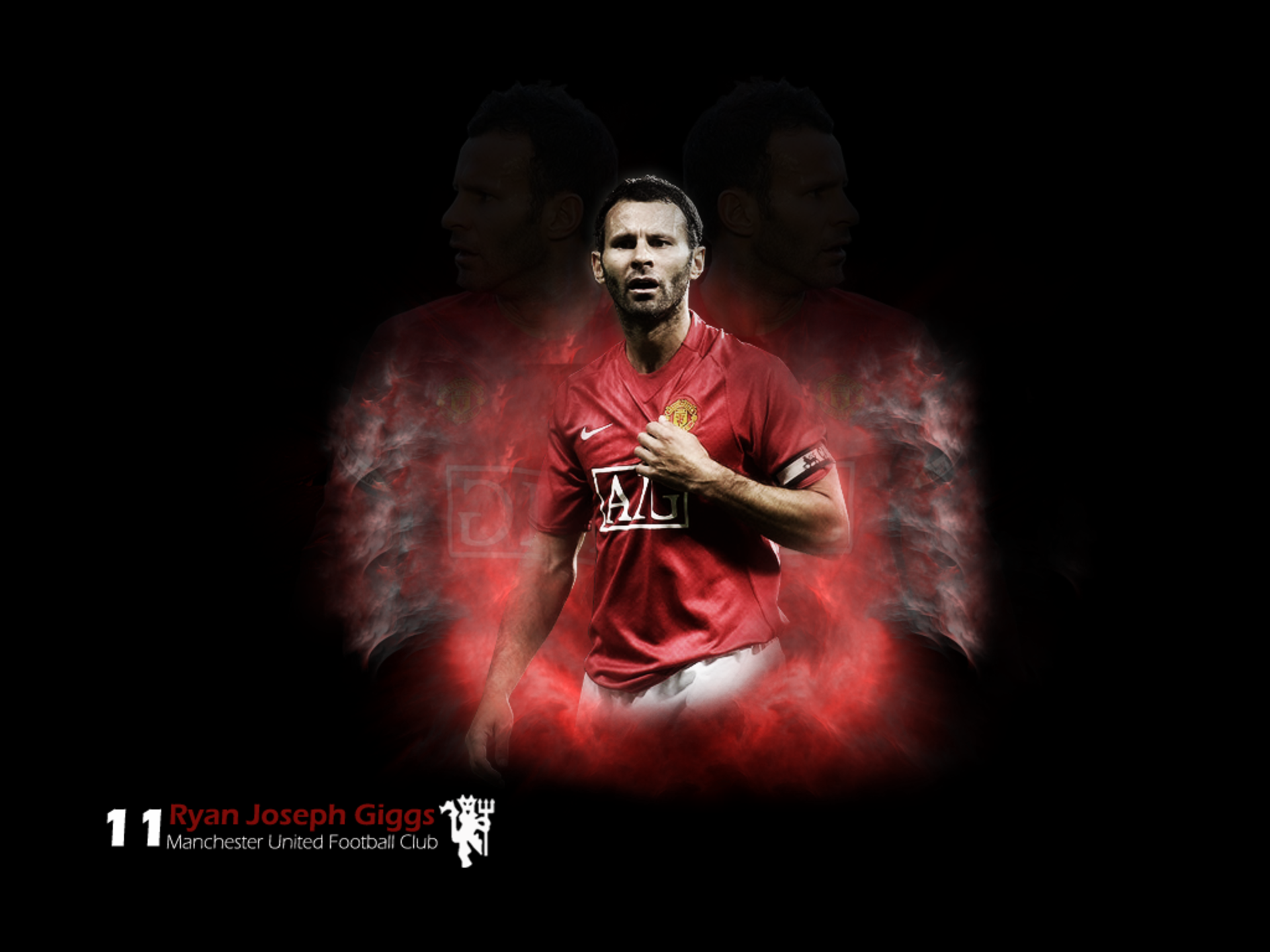 Ryan Giggs Manchester United Legend Red Fiery Portrait HD Wallpaper