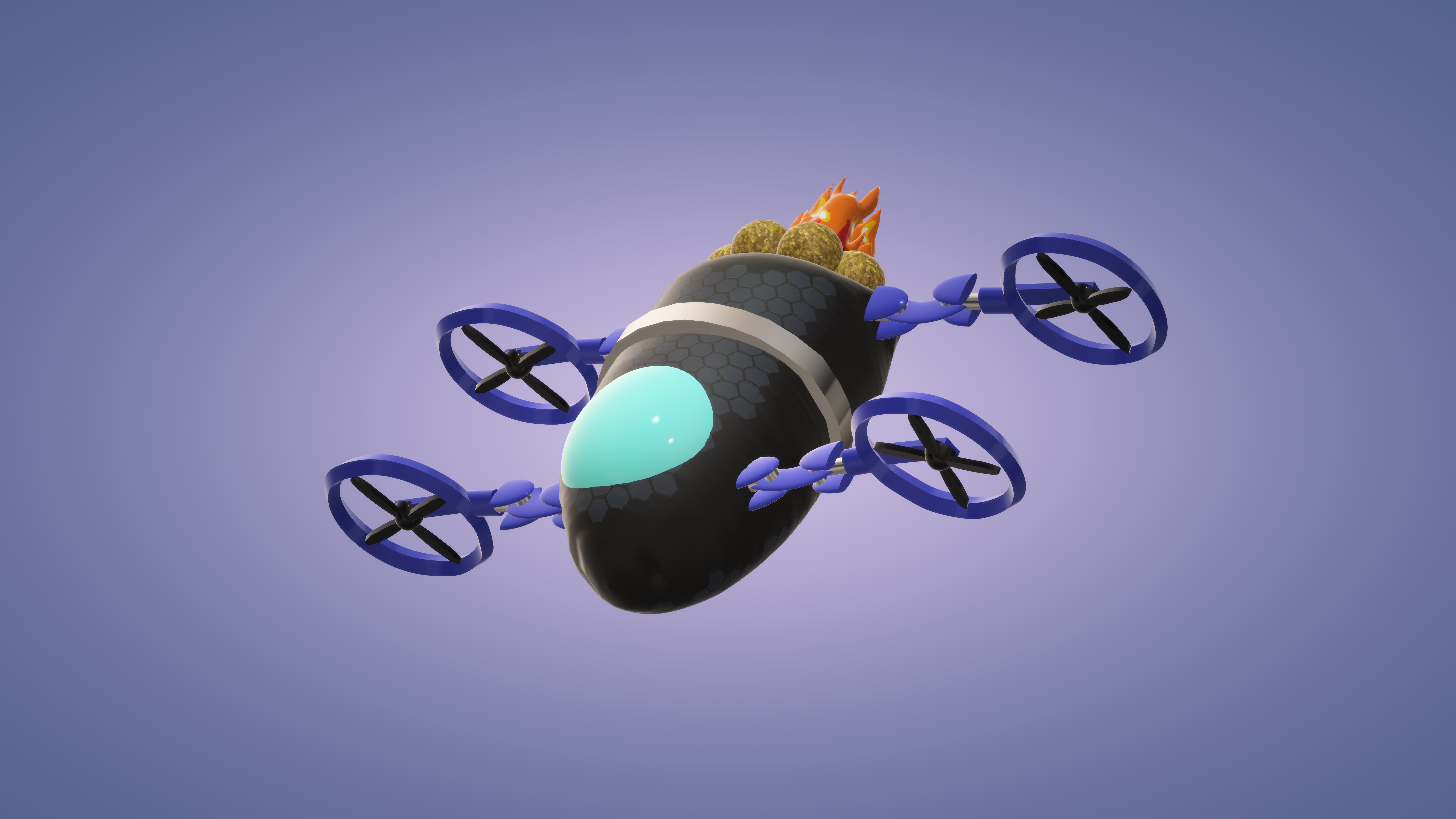 3D futuristic drone carrying hot food HD Wallpaper