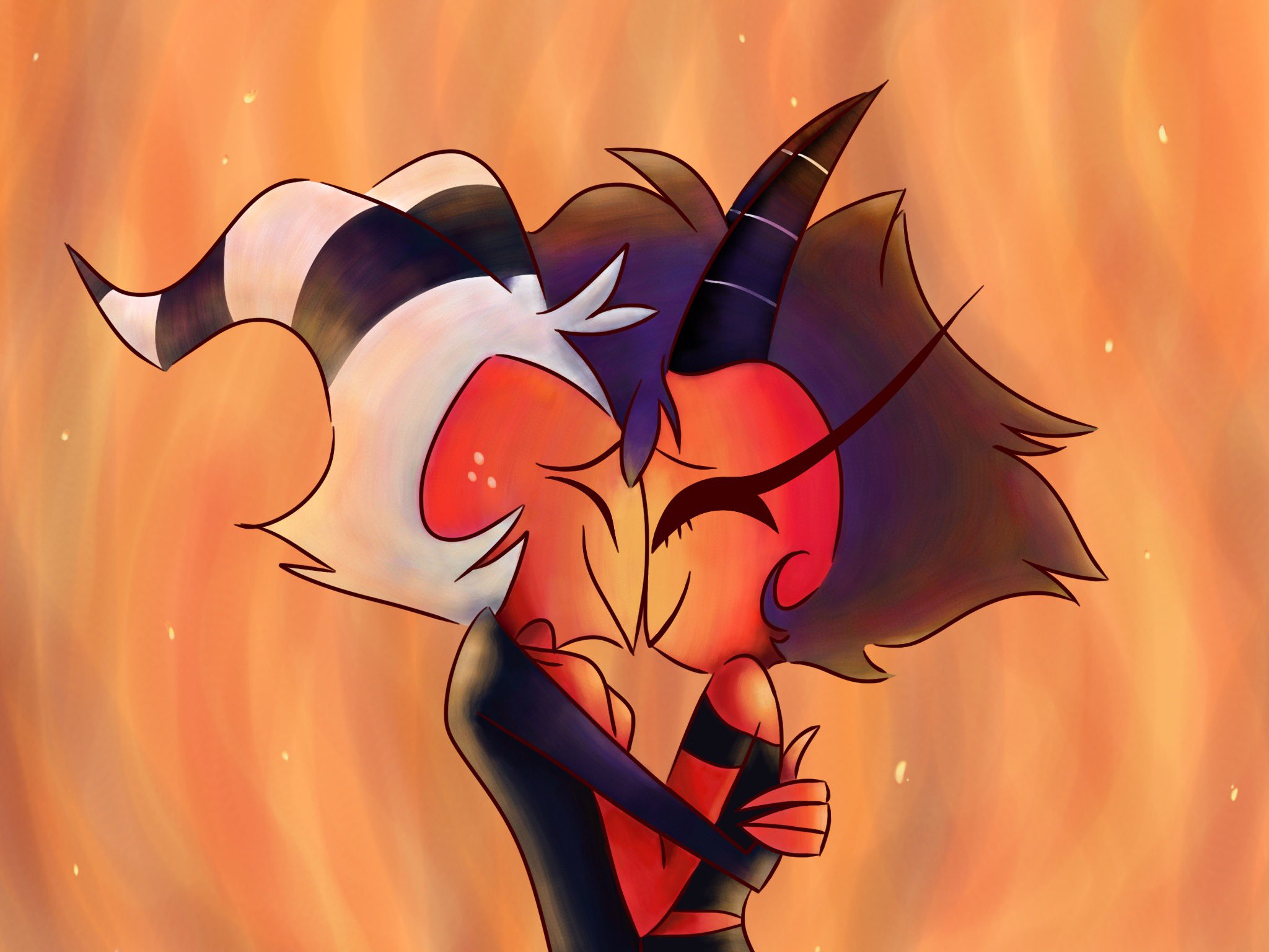 Millie and Moxxie from Helluva Boss Embrace HD Wallpaper