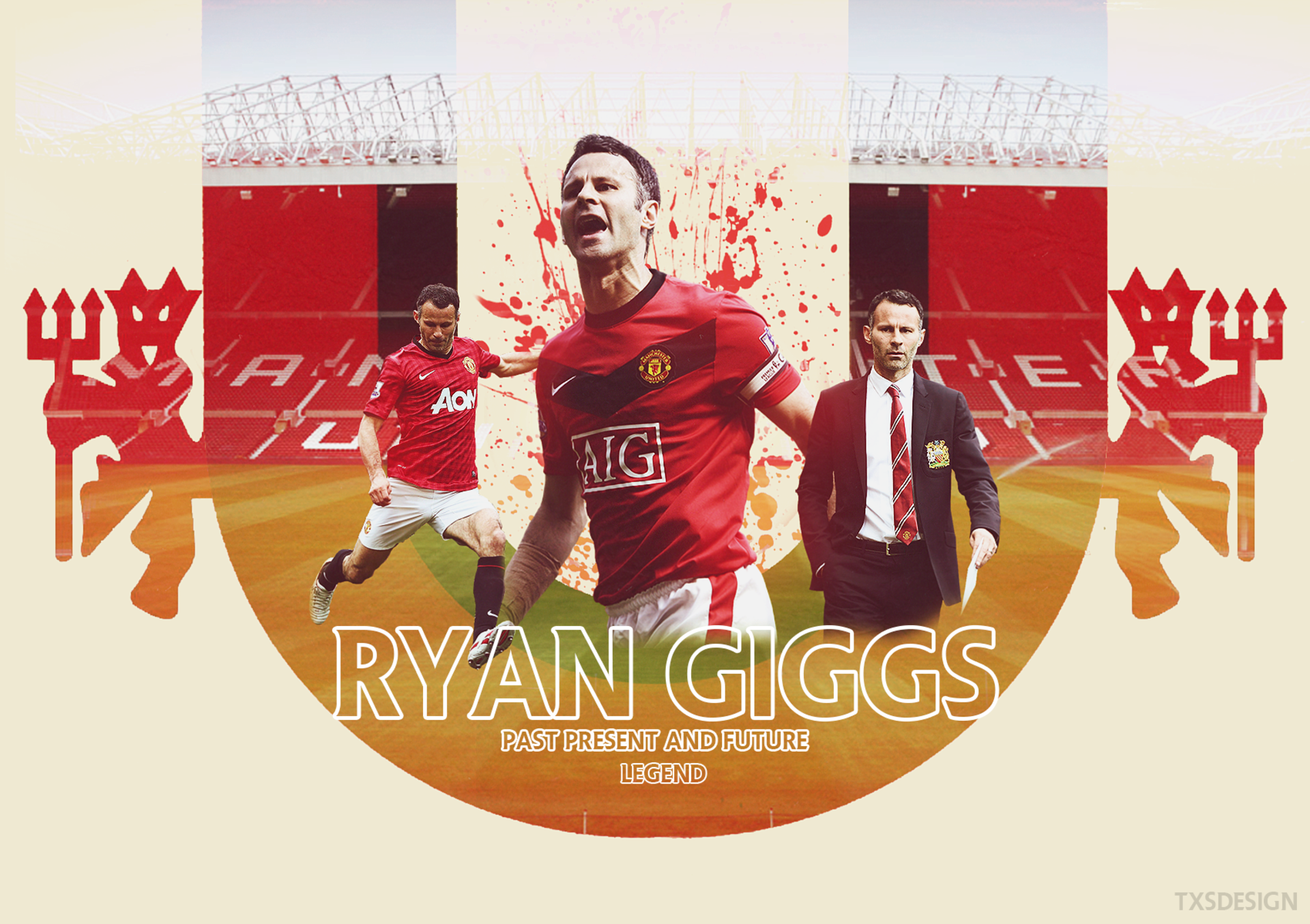 Ryan Giggs: Manchester United Legend - Past, Present, Future HD Wallpaper