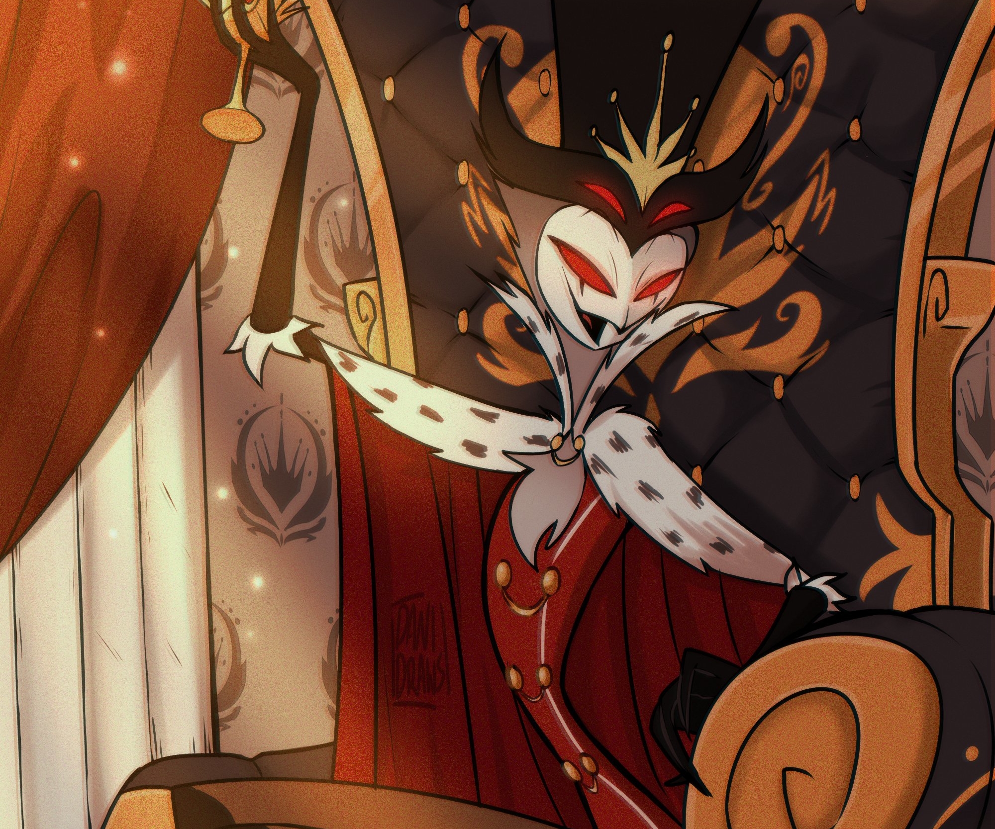 Stolas from Helluva Boss Sitting on Throne HD Wallpaper