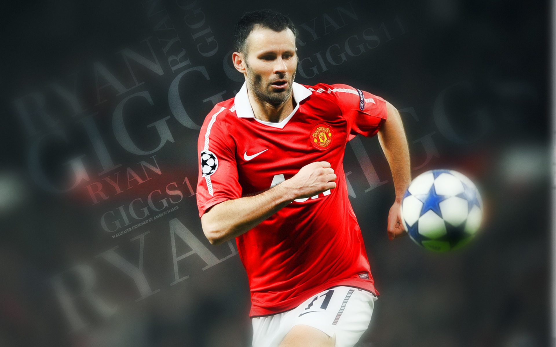 Ryan Giggs playing football for Manchester United HD Wallpaper