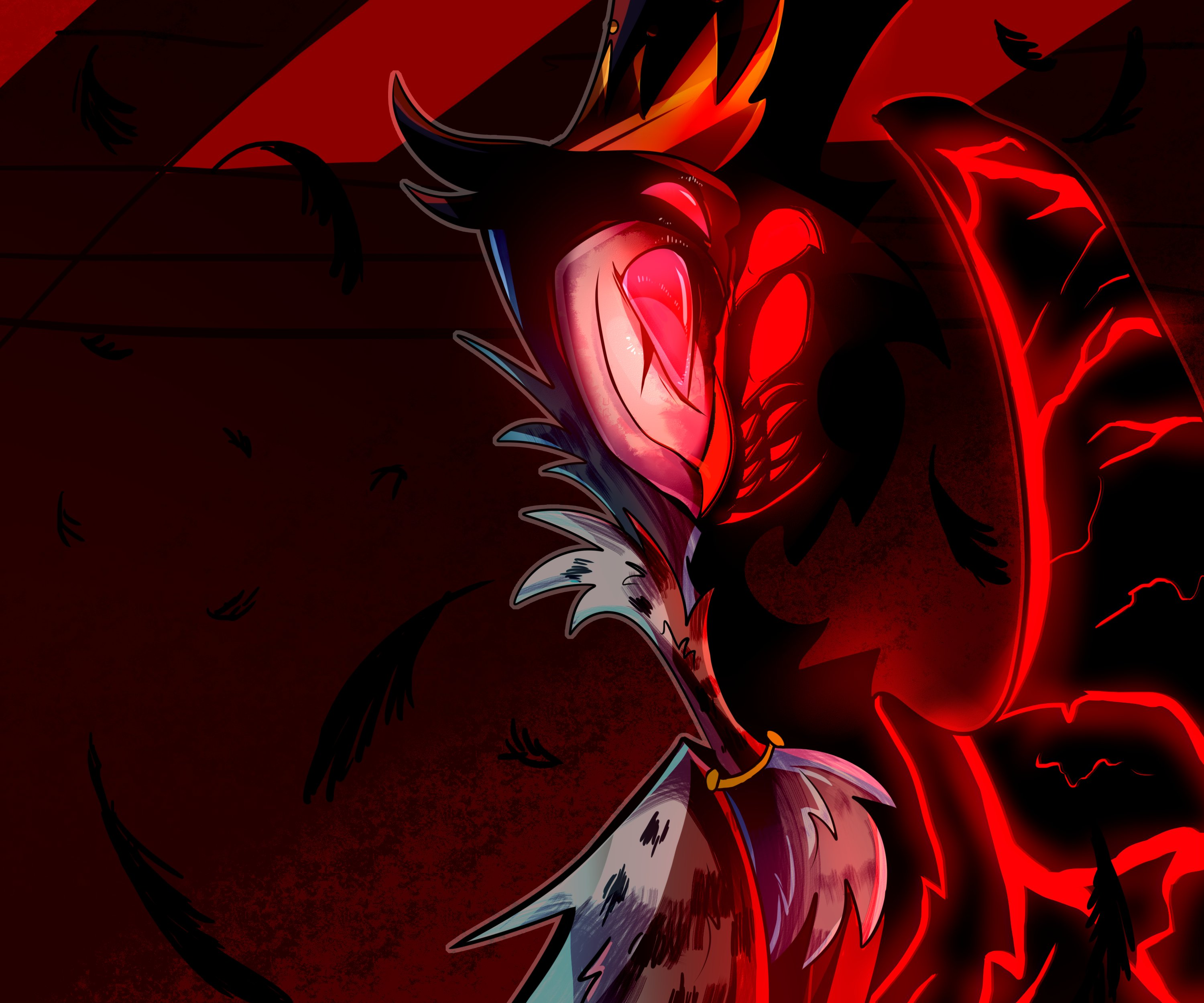 Helluva Boss Stolas: Intense Red Glow HD Wallpaper