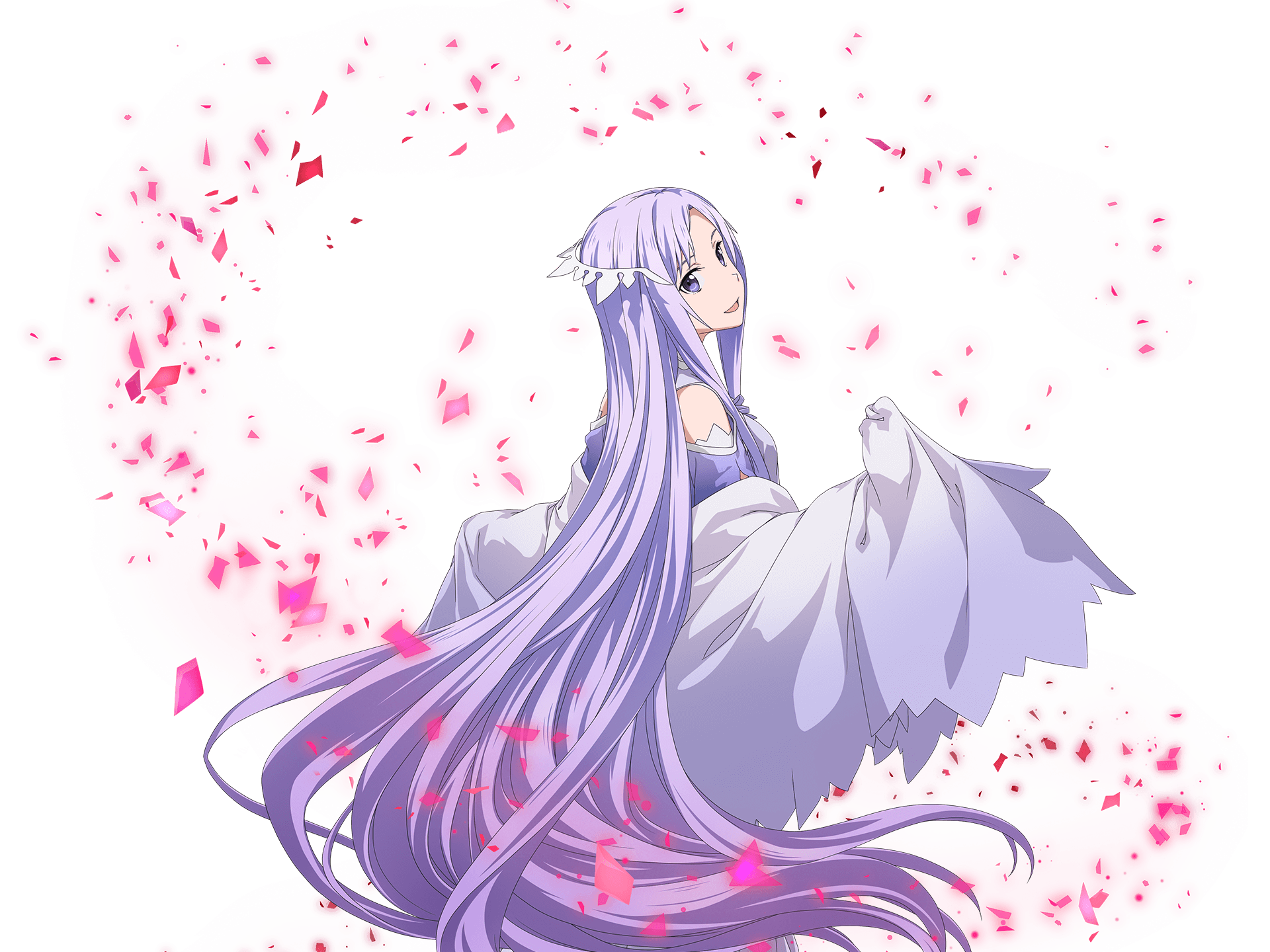 Quinella (Sword Art Online) amidst floating pink petals HD Wallpaper