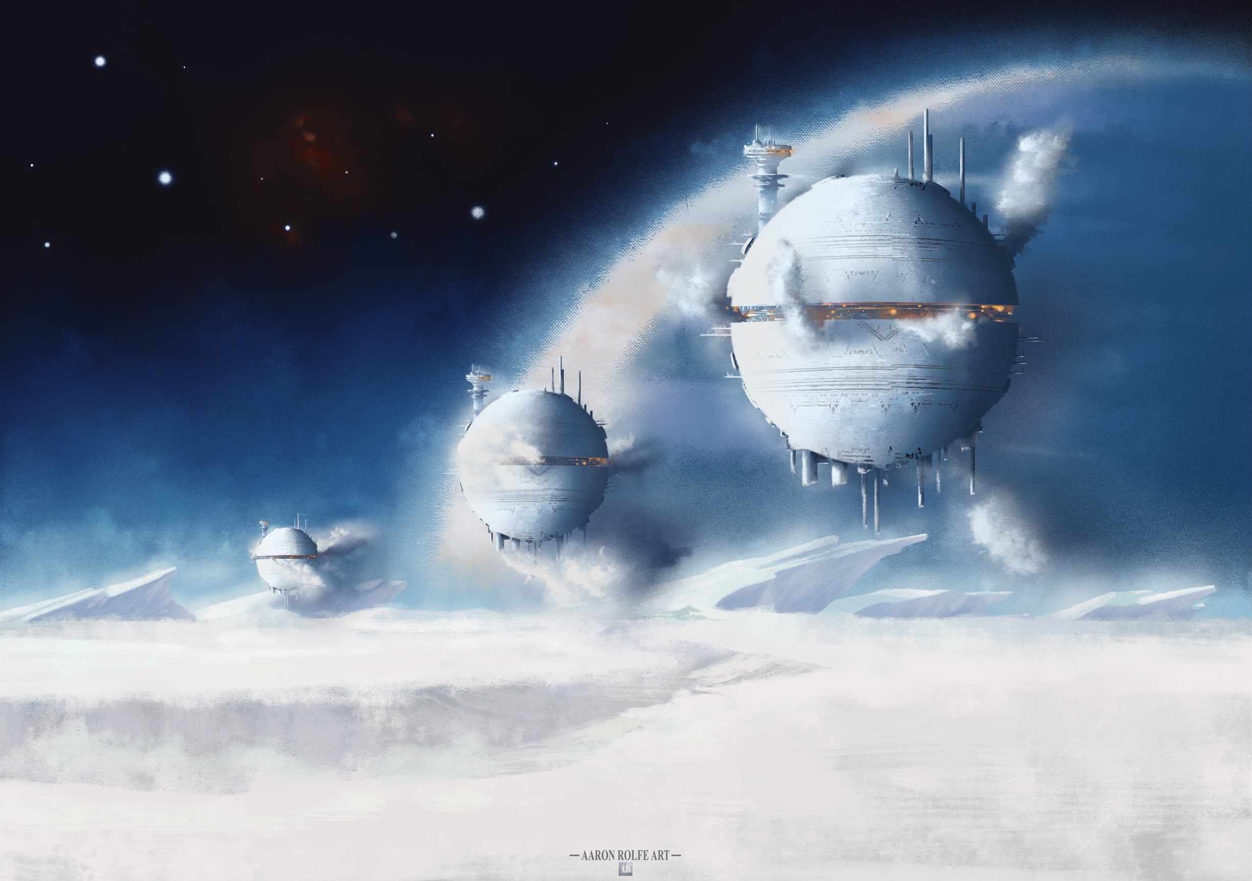 Worlds of Our Own Devise: Floating Spherical Cities HD Wallpaper