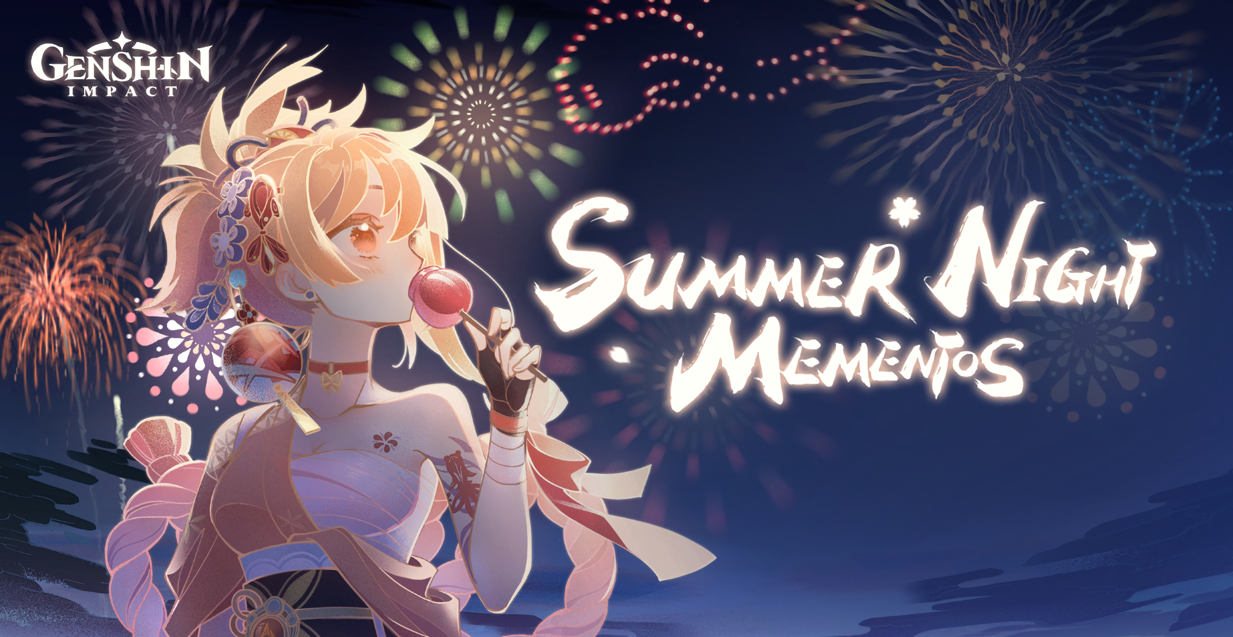 Yoimiya (Genshin Impact) Summer Night Mementos and Fireworks HD Wallpaper