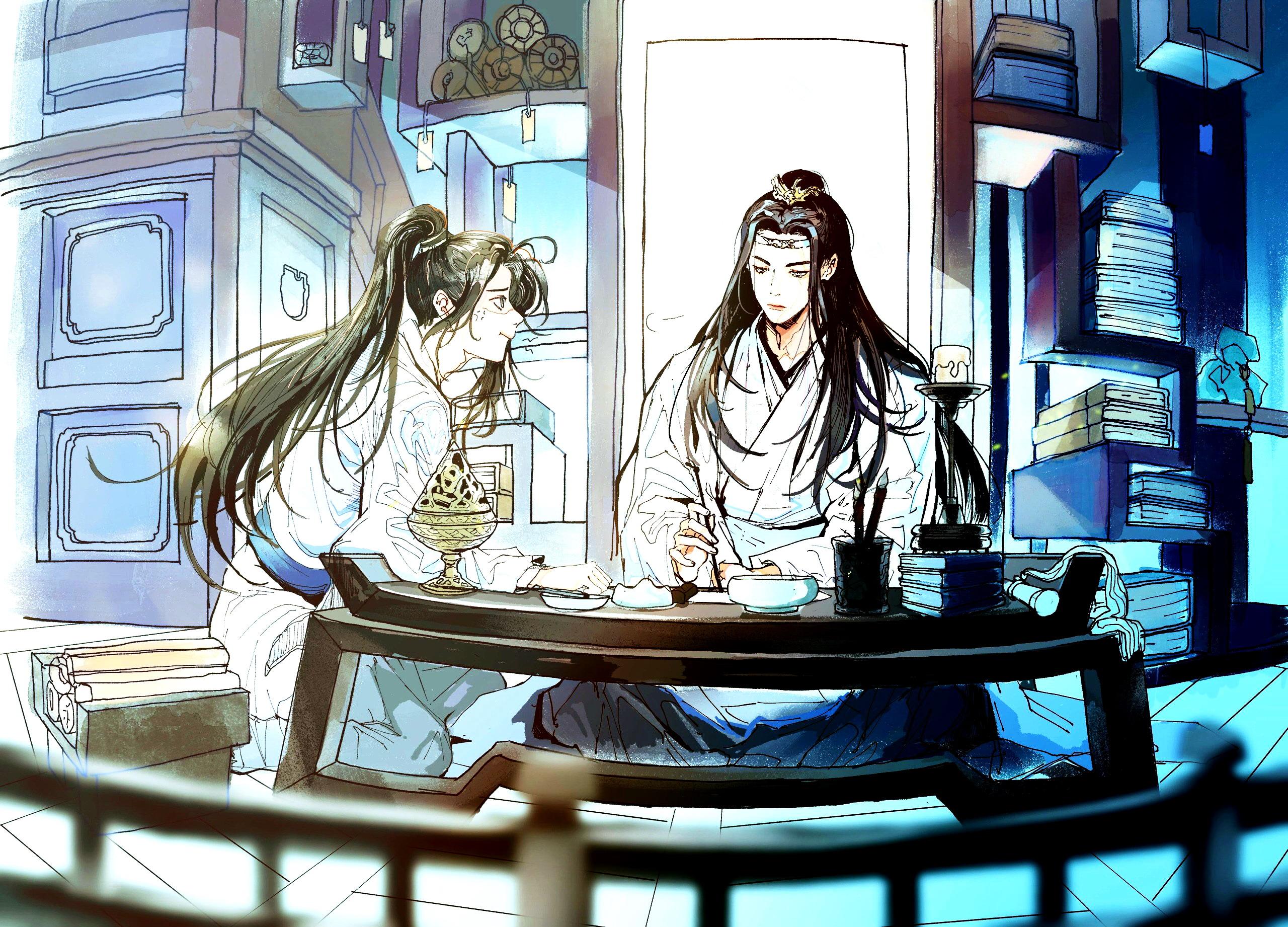 Mo Dao Zu Shi: Wei Wuxian and Lan Wangji in study HD Wallpaper