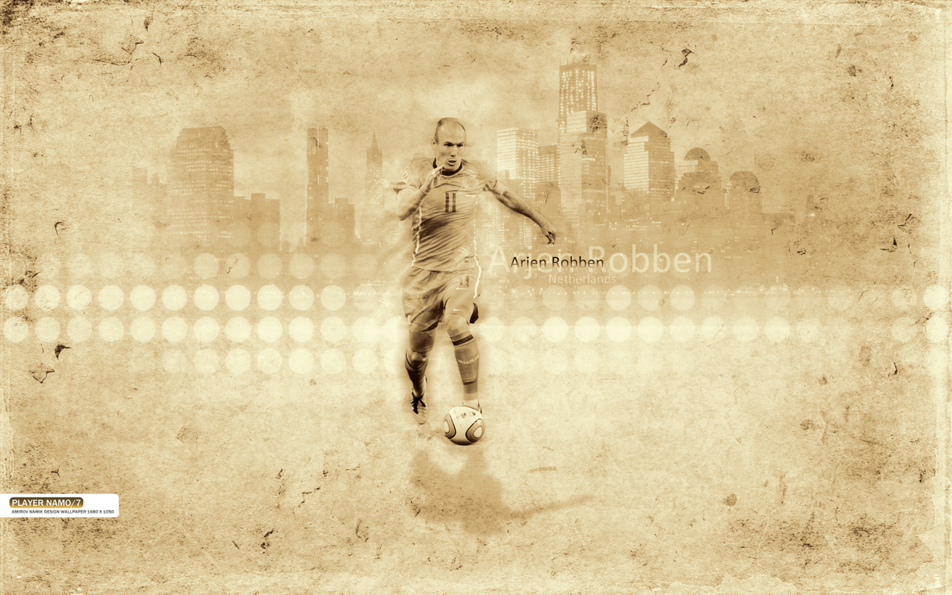 Arjen Robben Netherlands Football Sepia Cityscape HD Wallpaper