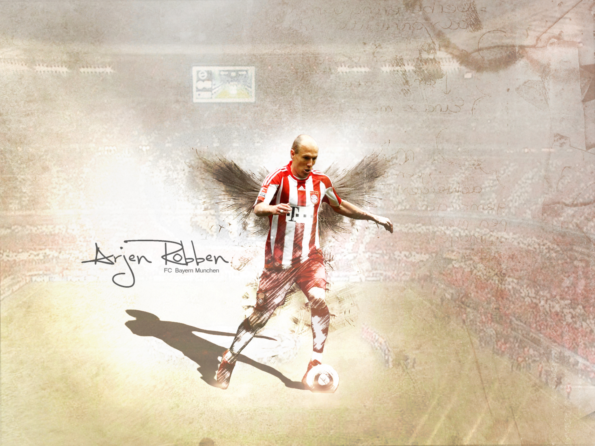 Arjen Robben FC Bayern Munich winged football art HD Wallpaper