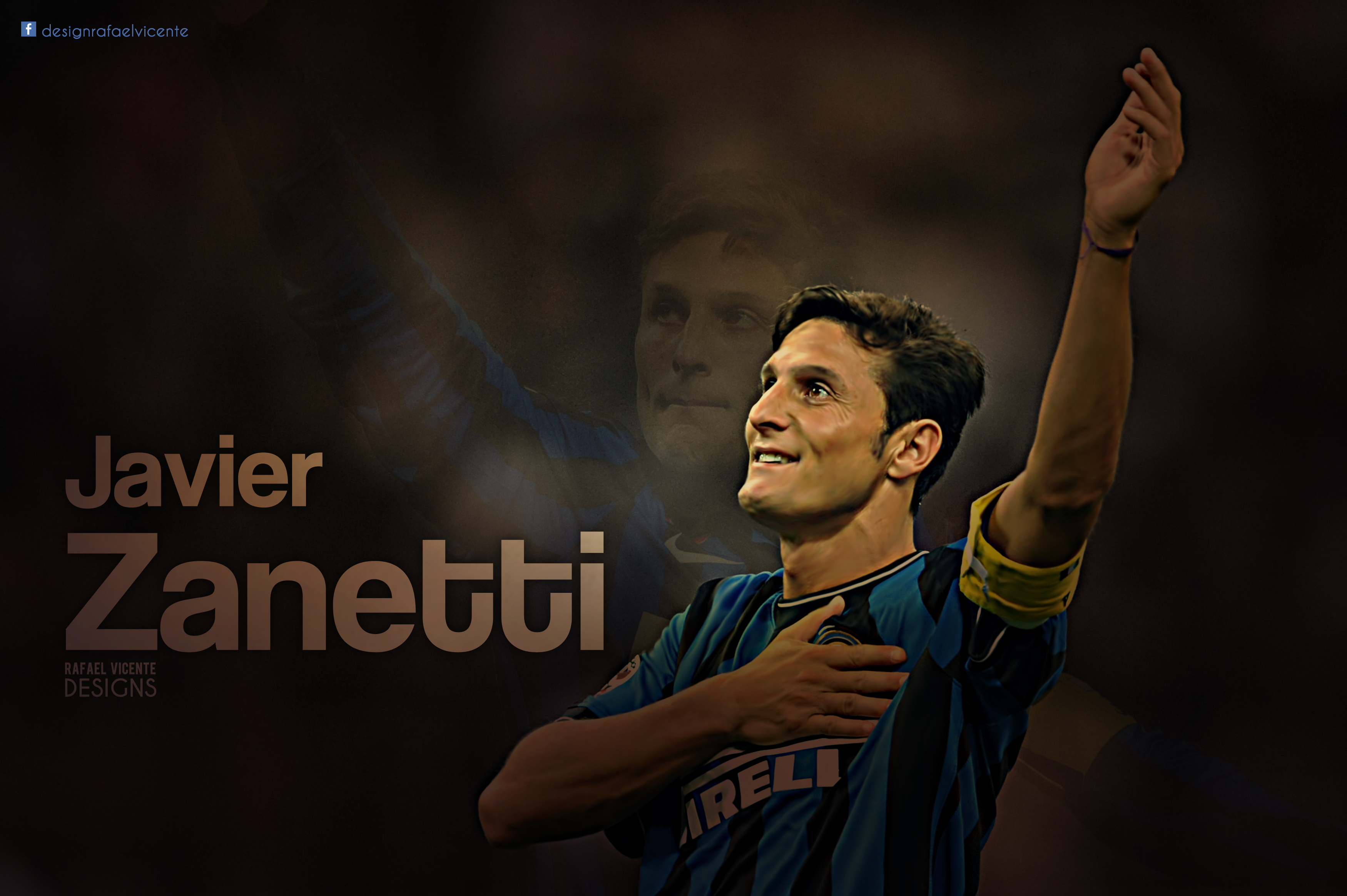 Javier Zanetti Inter Milan Legend Design HD Wallpaper
