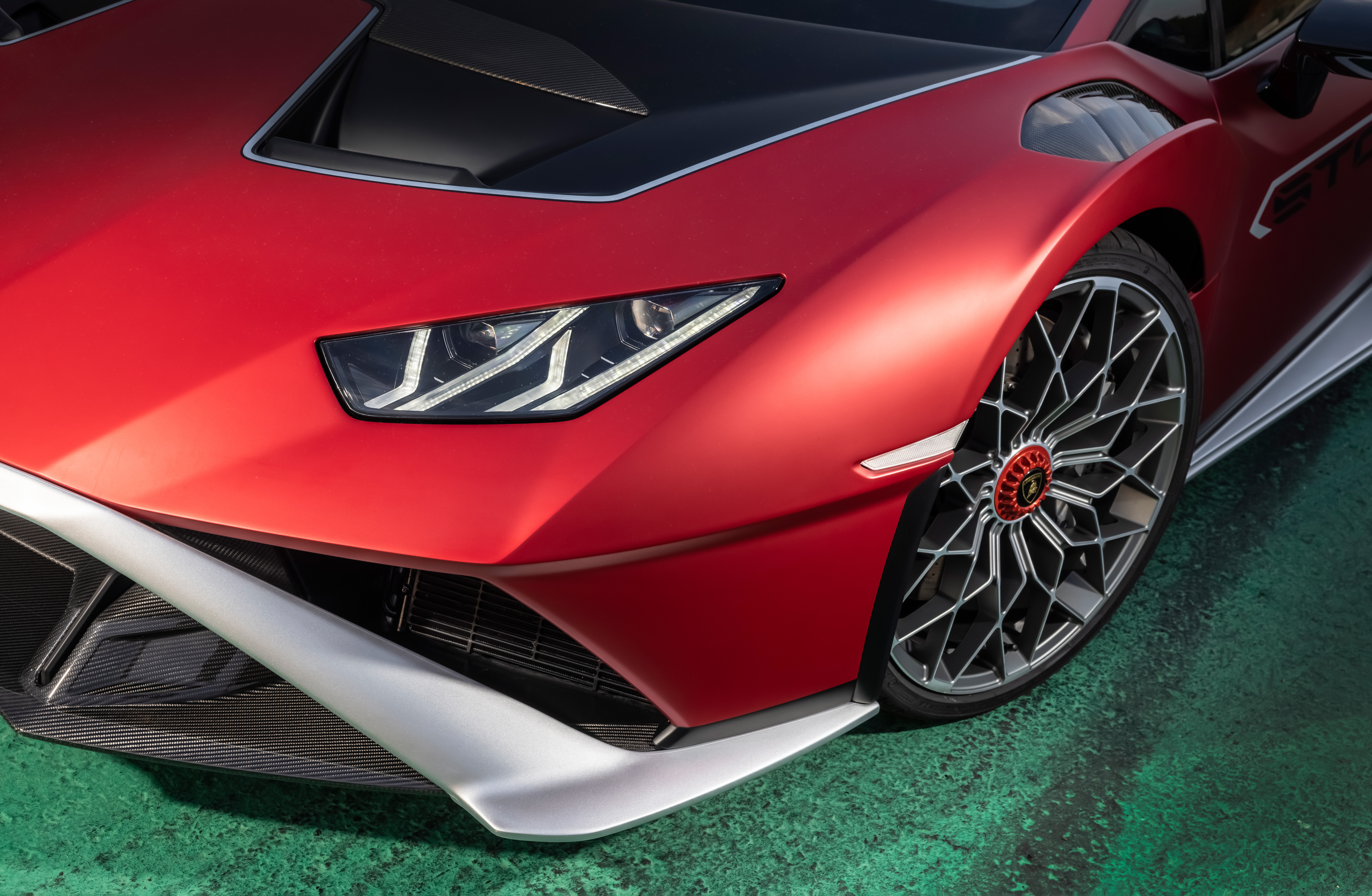 Red Lamborghini Huracán STO Supercar Front View HD Wallpaper
