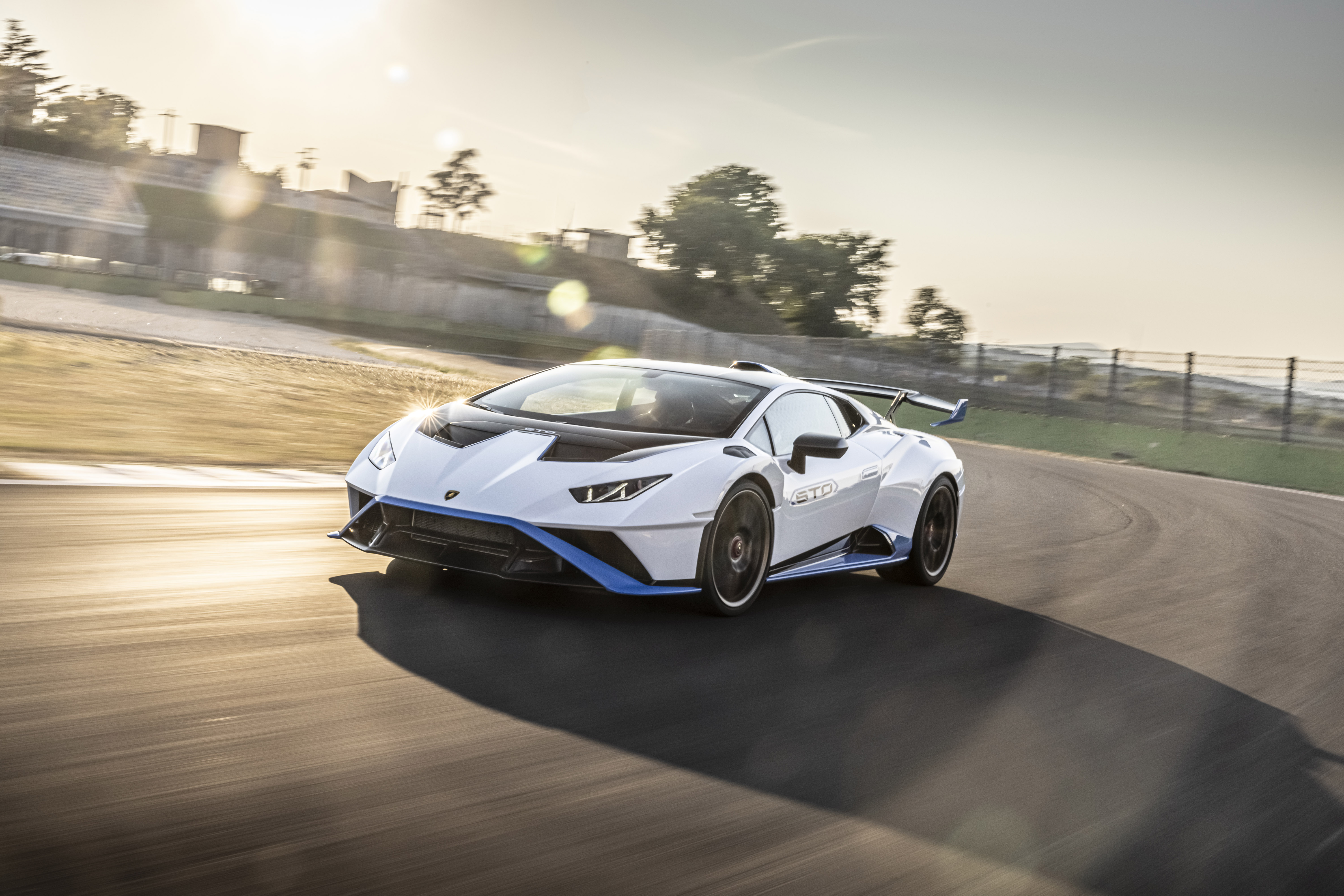 White Lamborghini Huracán STO 4K on track HD Wallpaper