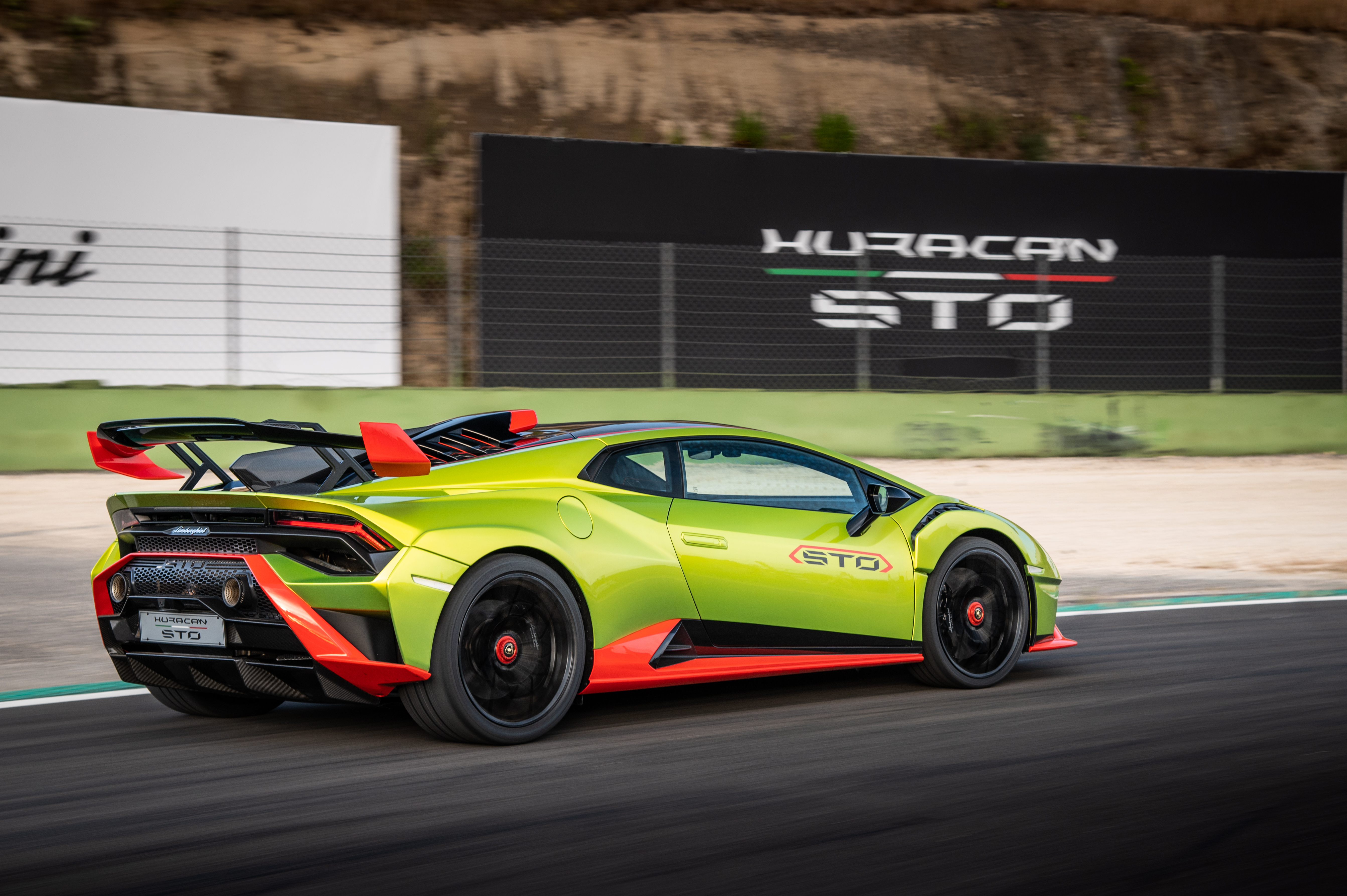 Green Lamborghini Huracán STO Supercar on Track 4K HD Wallpaper