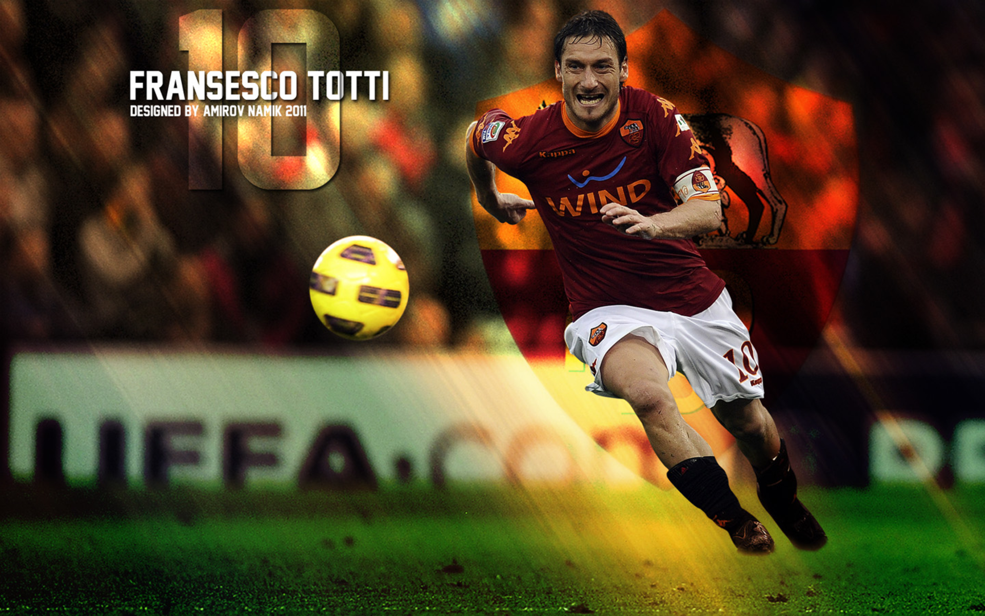 Francesco Totti playing football for AS Roma HD Wallpaper