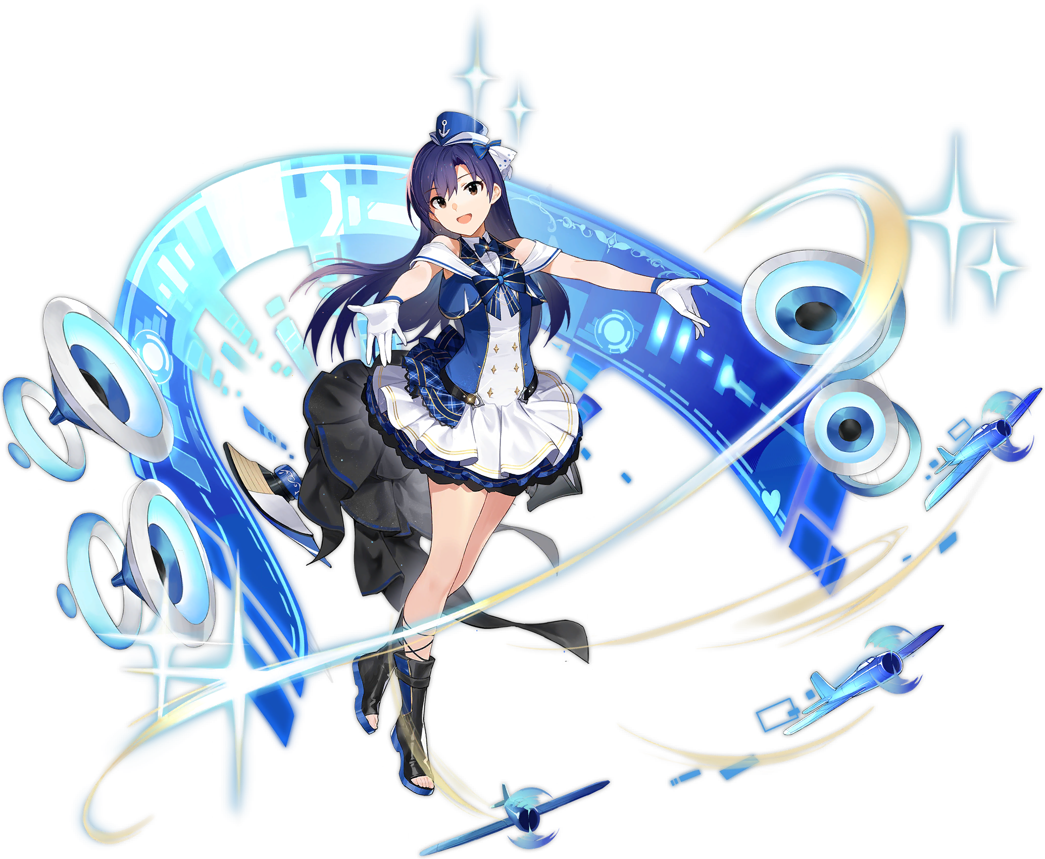 The IDOLM@STER Chihaya Kisaragi with blue digital aura HD Wallpaper