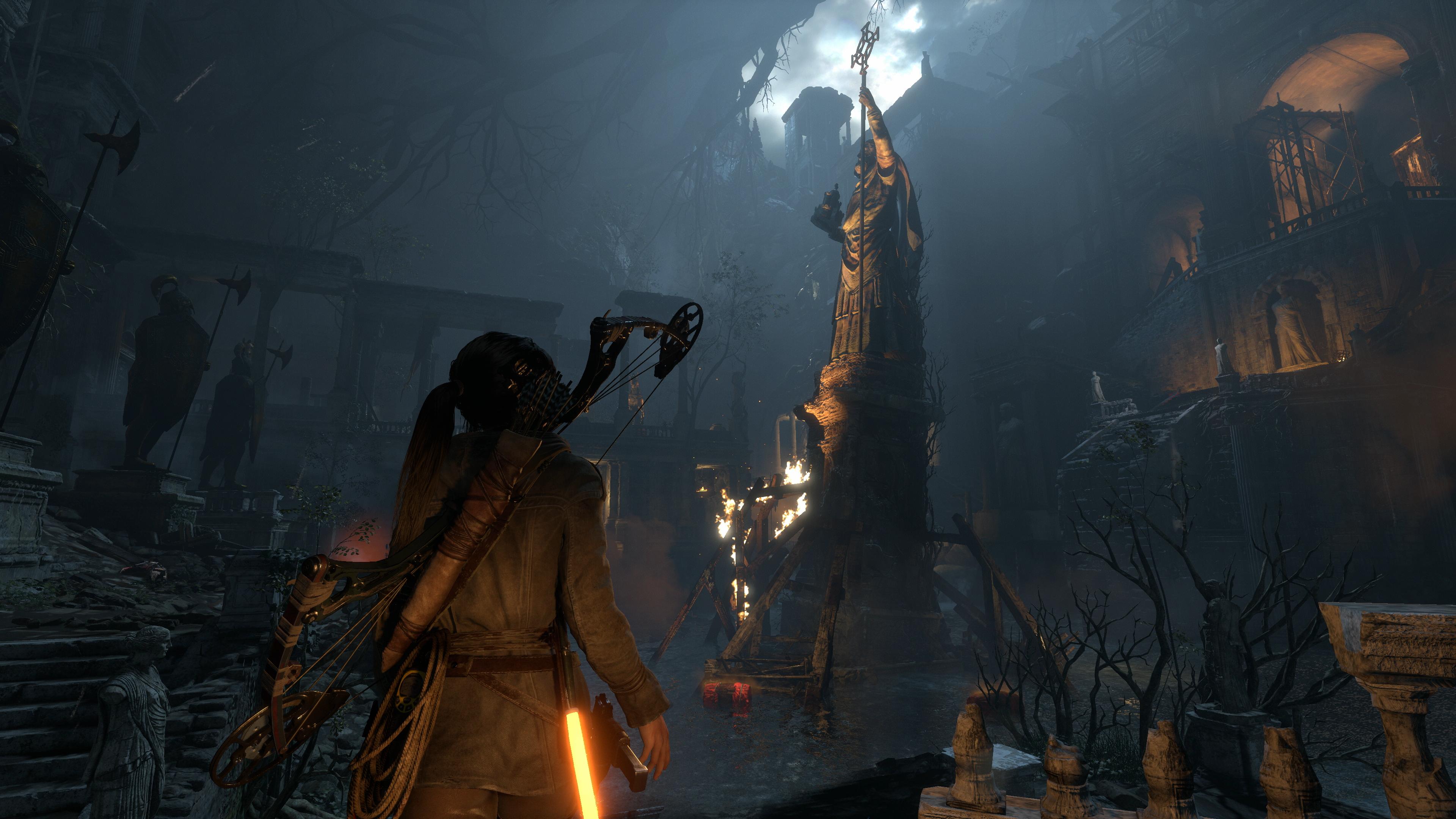 Lara Croft explores ancient ruins in Rise of the Tomb Raider 4K HD Wallpaper