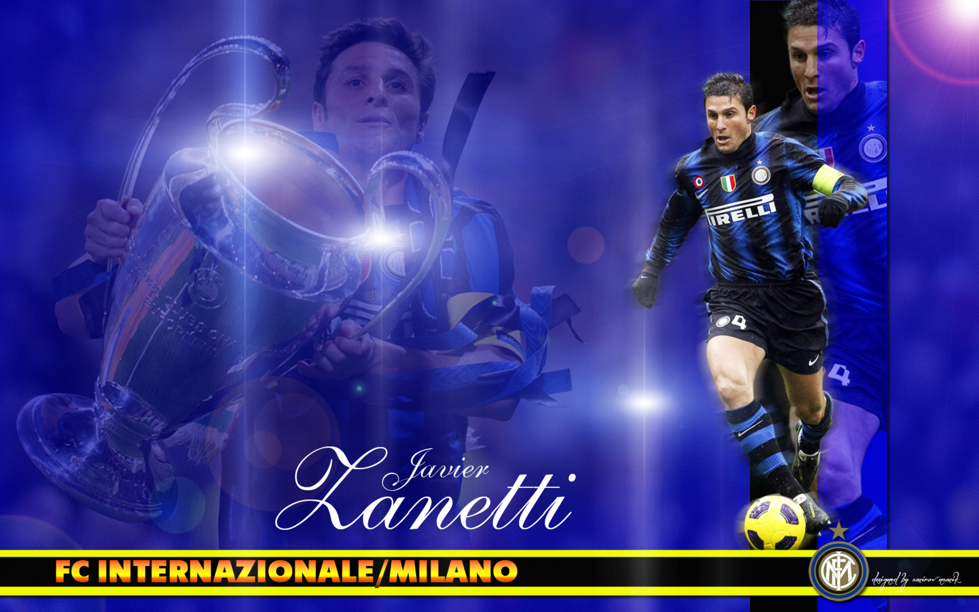 Javier Zanetti Inter Milan Champions League Trophy HD Wallpaper