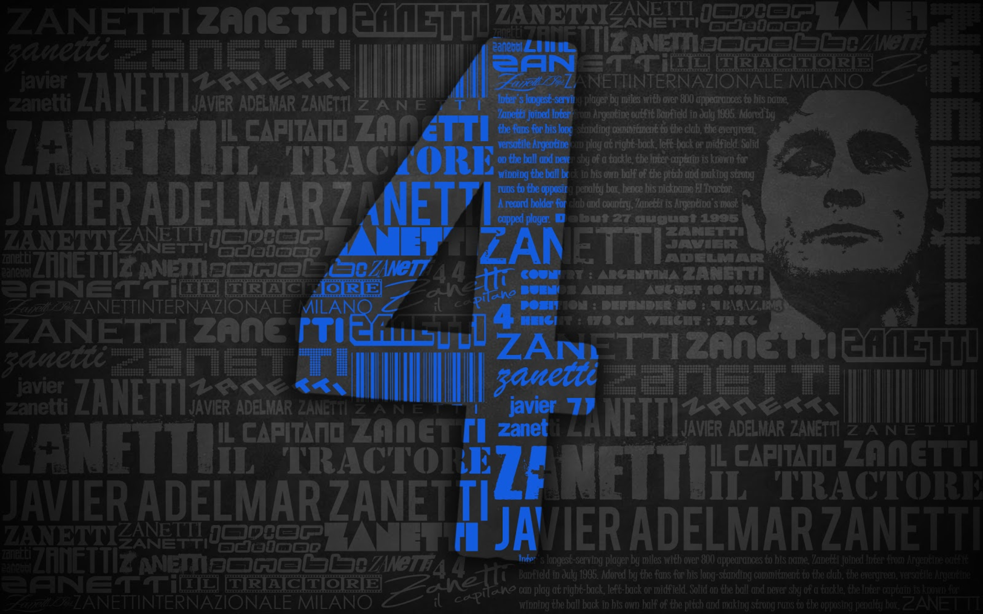 Javier Zanetti Number 4 Inter Milan Tribute HD Wallpaper