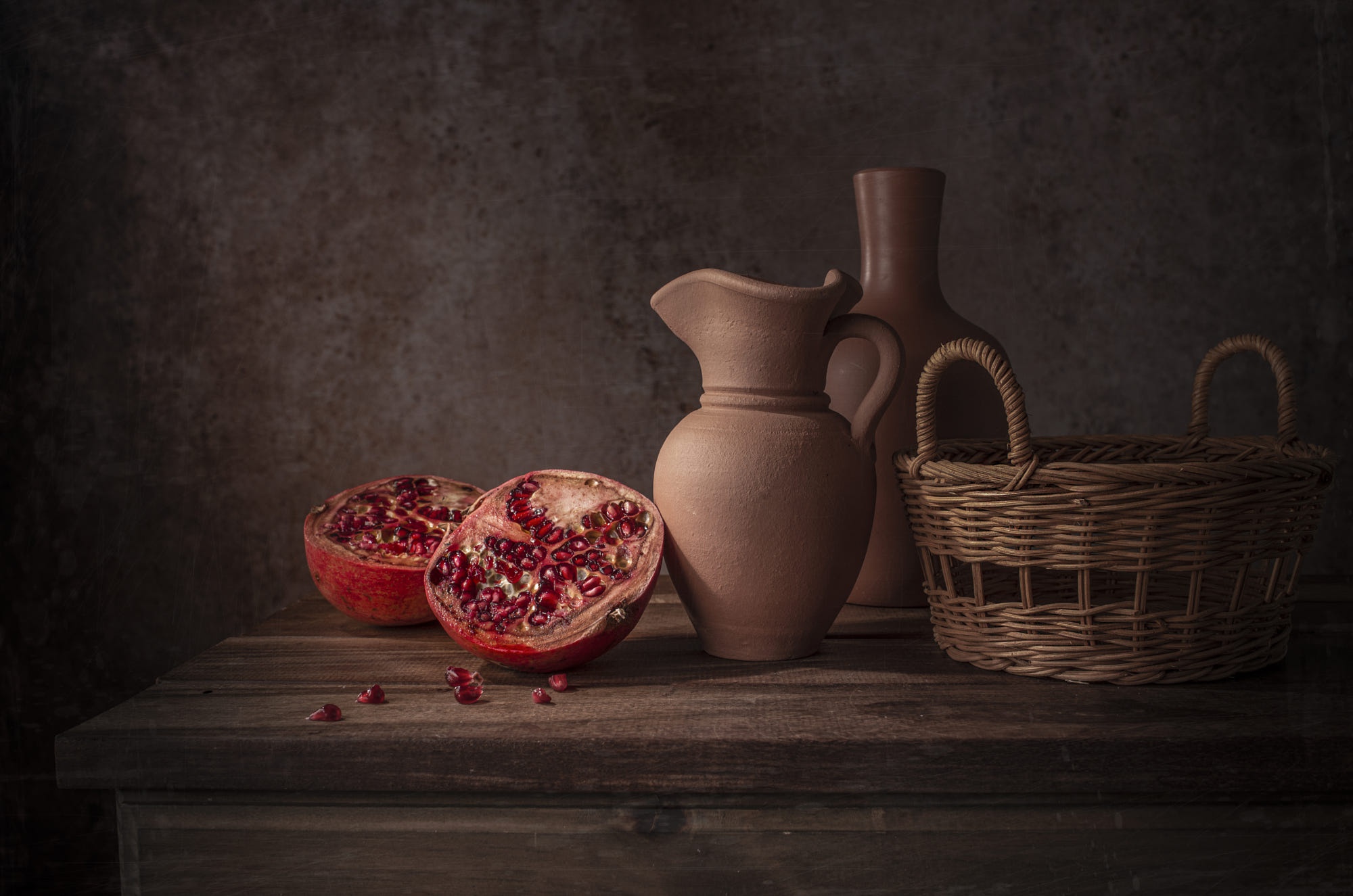 Still Life with Pomegranate and Pitcher HD Wallpaper
